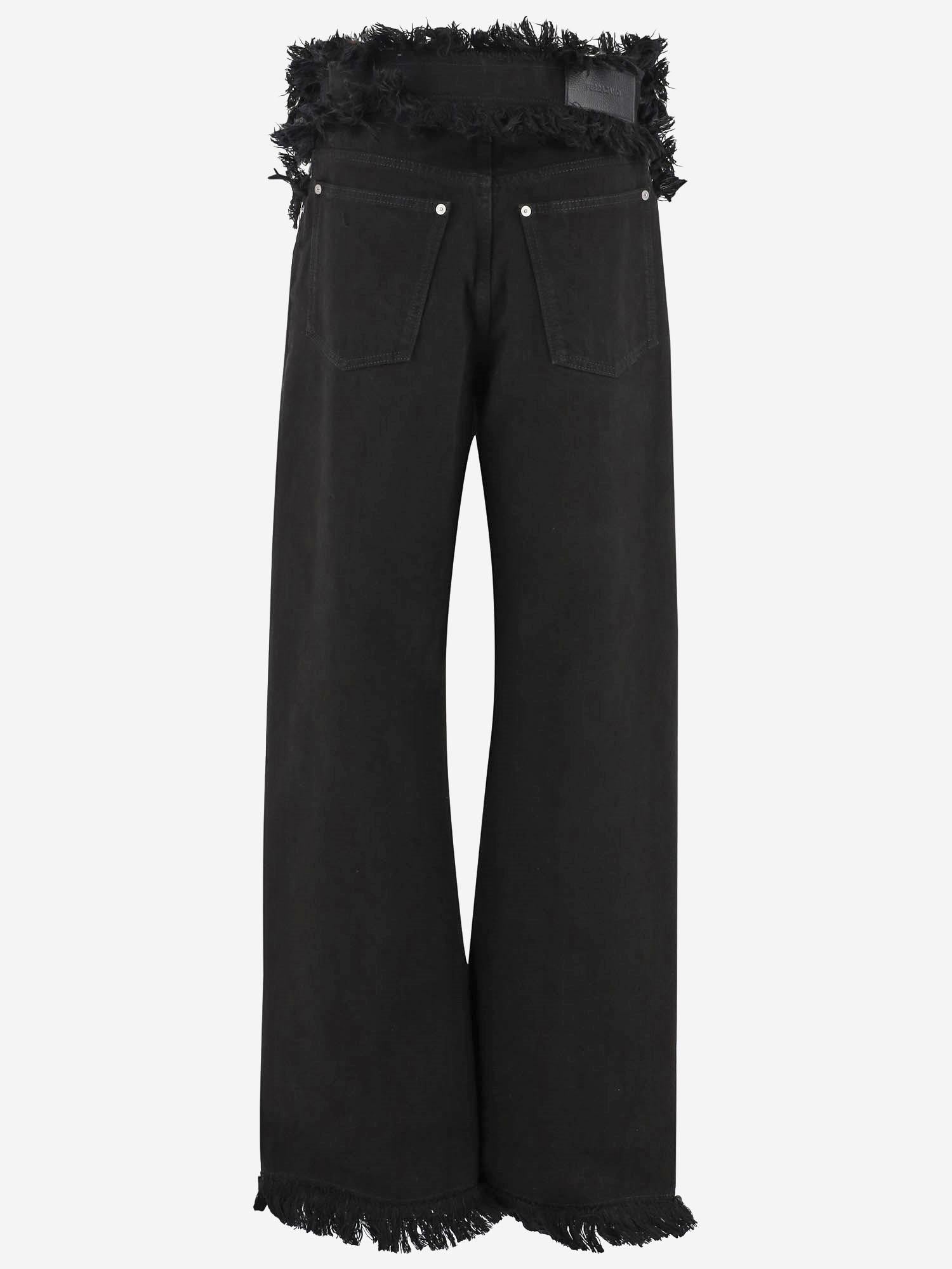 PANTALONI DI COTONE SFRANGIATI 13G876 NERO SALVATORE FERRAGAMO 