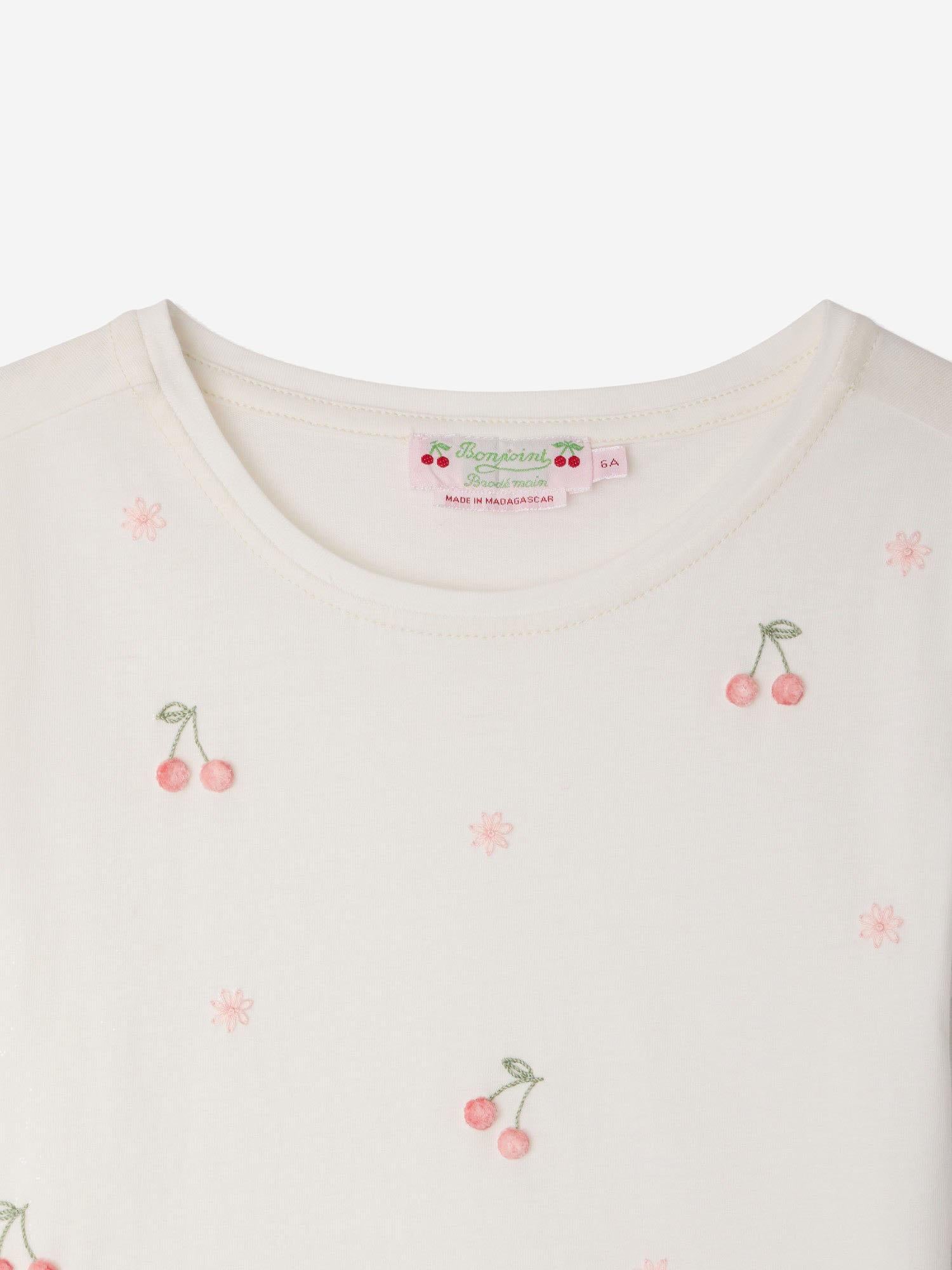 T-SHIRT IN COTONE CON MOTIVO A CILIEGIE S06GTSK00009 102 BONPOINT KIDS 