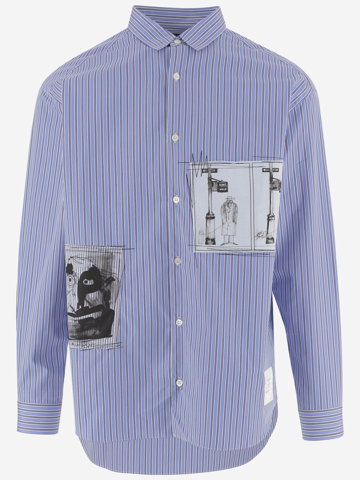 CAMICIA IN COTONE CON MOTIVO A RIGHE E STAMPA GRAFICA HPB009W25 1 HOMME 