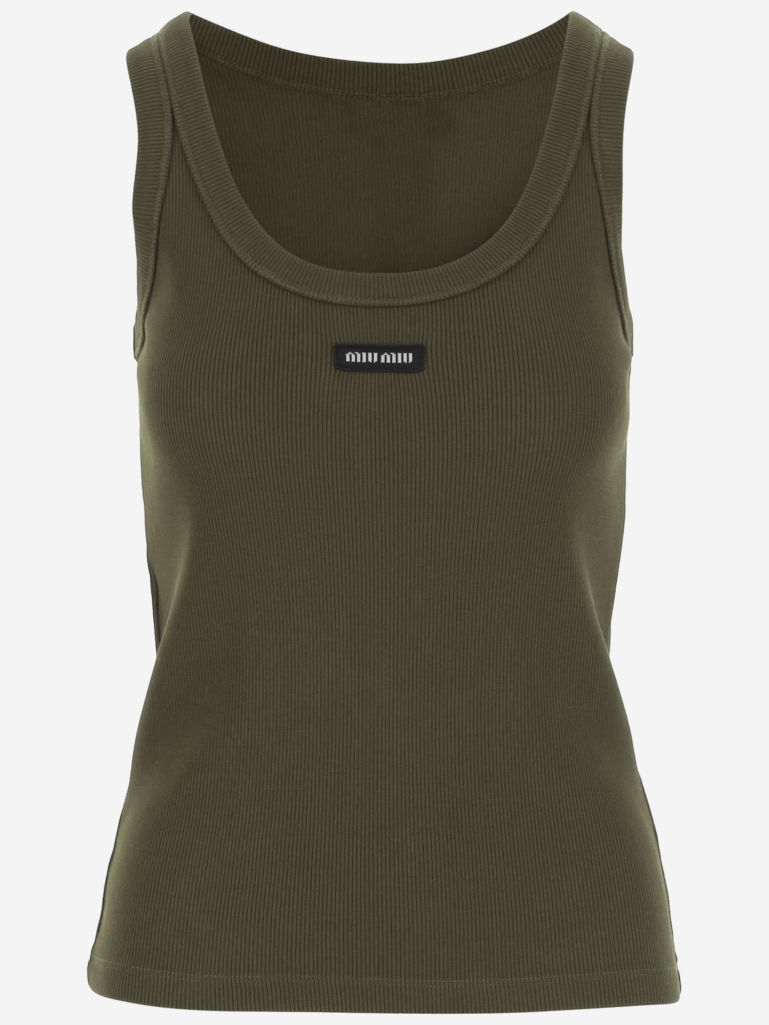 TOP IN COTONE STRETCH CON LOGO MJT694 1464F0161 MIU MIU 