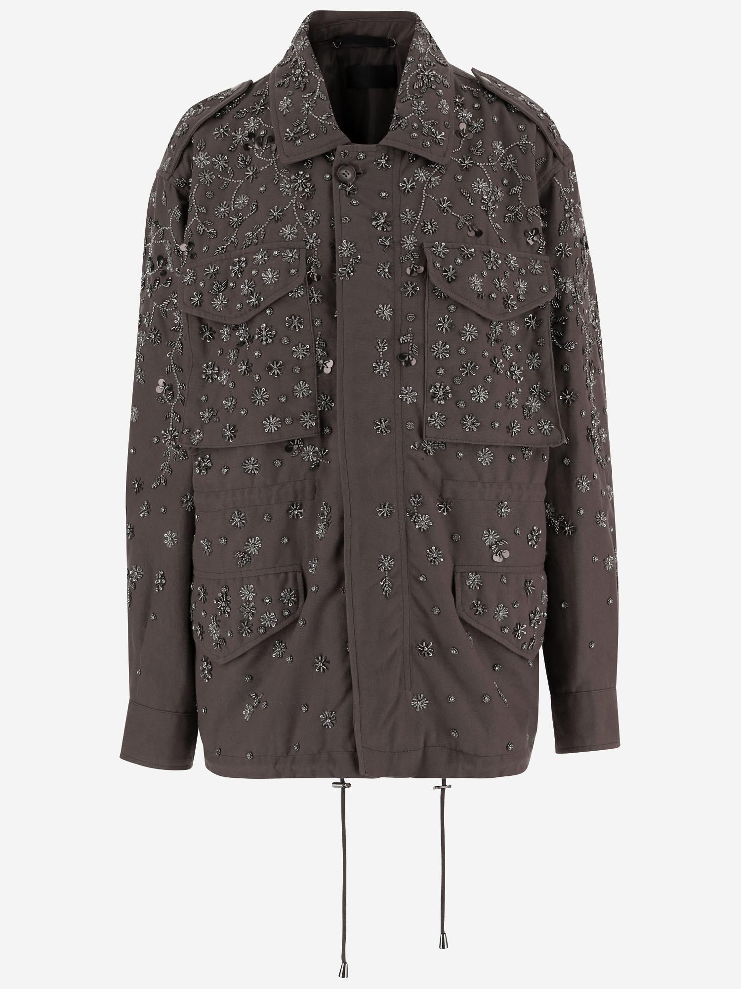 GIACCA IN COTONE RICAMATA CON APPLICAZIONI LUCIABRIGHT MOKKA NOVELLE 