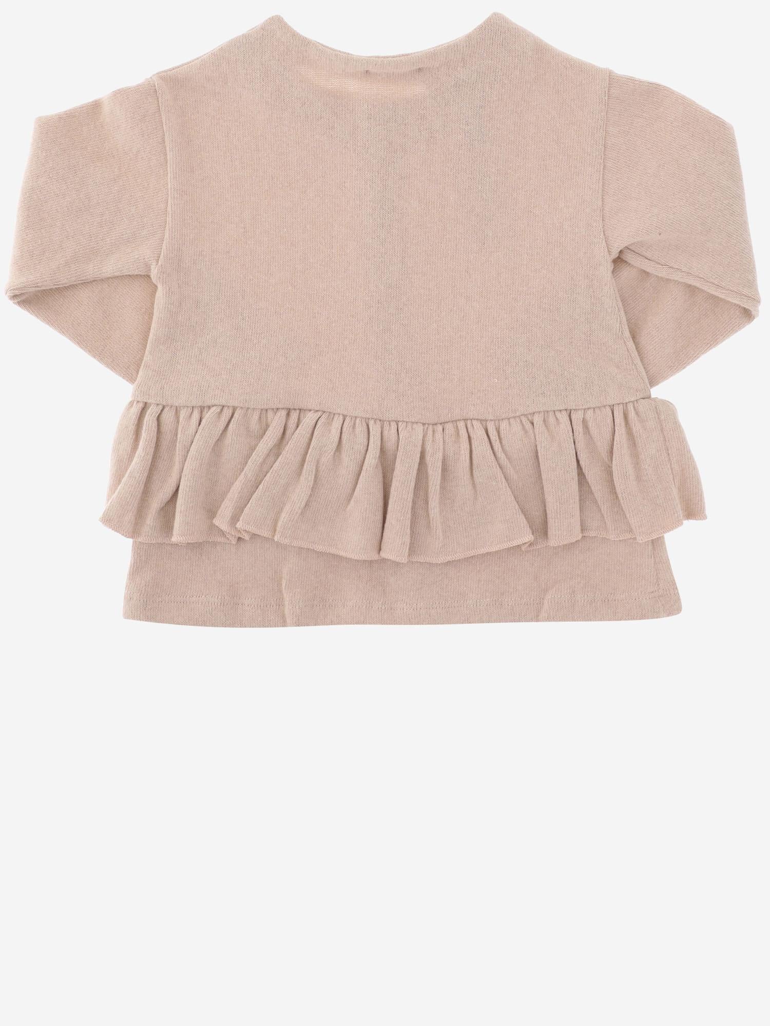 CARDIGAN IN MISTO COTONE STRETCH CON ORLO ARRICCIATO 25W178 NUDE 1+ IN THE FAMILY KIDS 