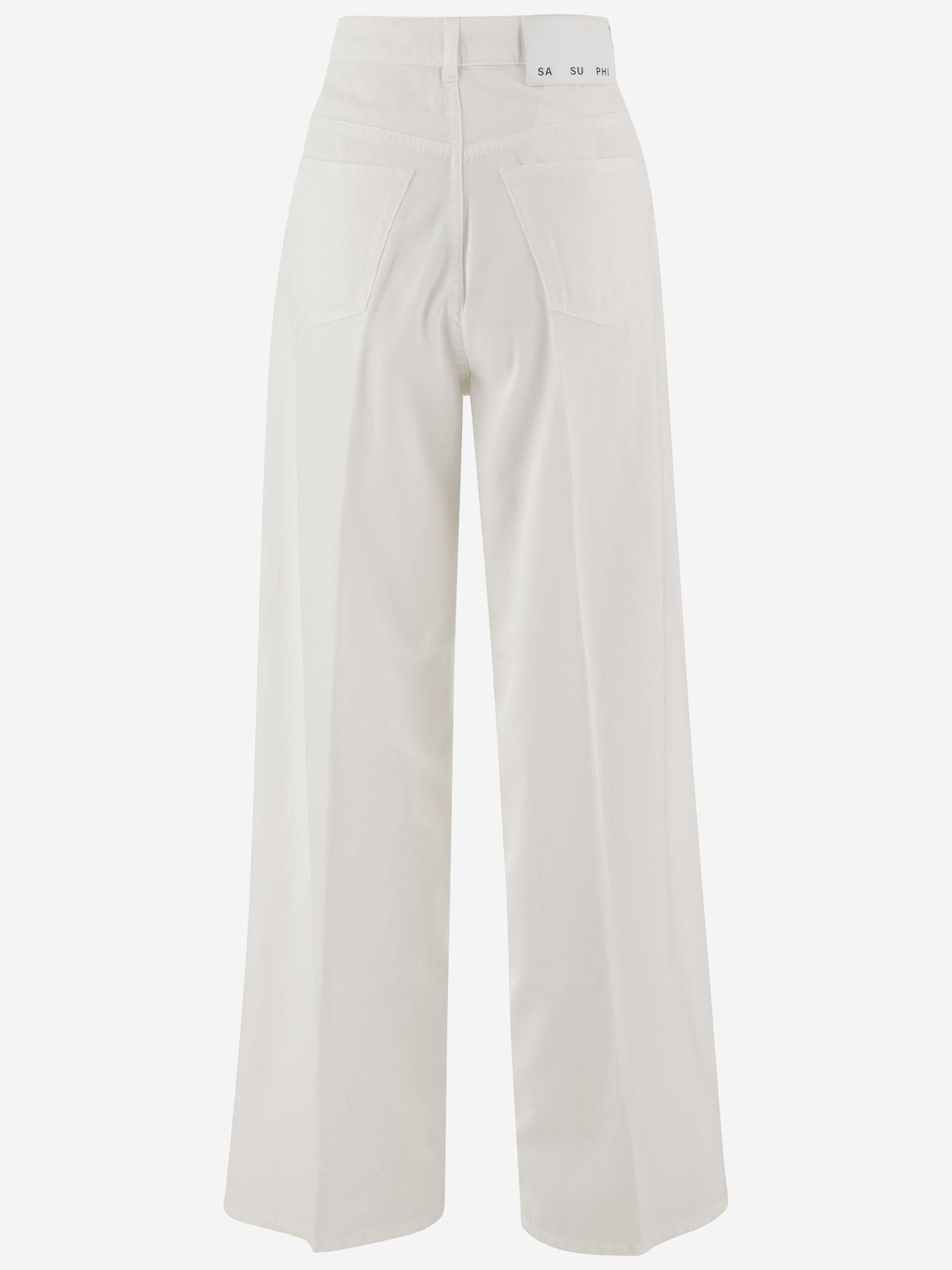 PANTALONI IN COTONE CON GAMBA AMPIA S26398 0100 SASUPHI 