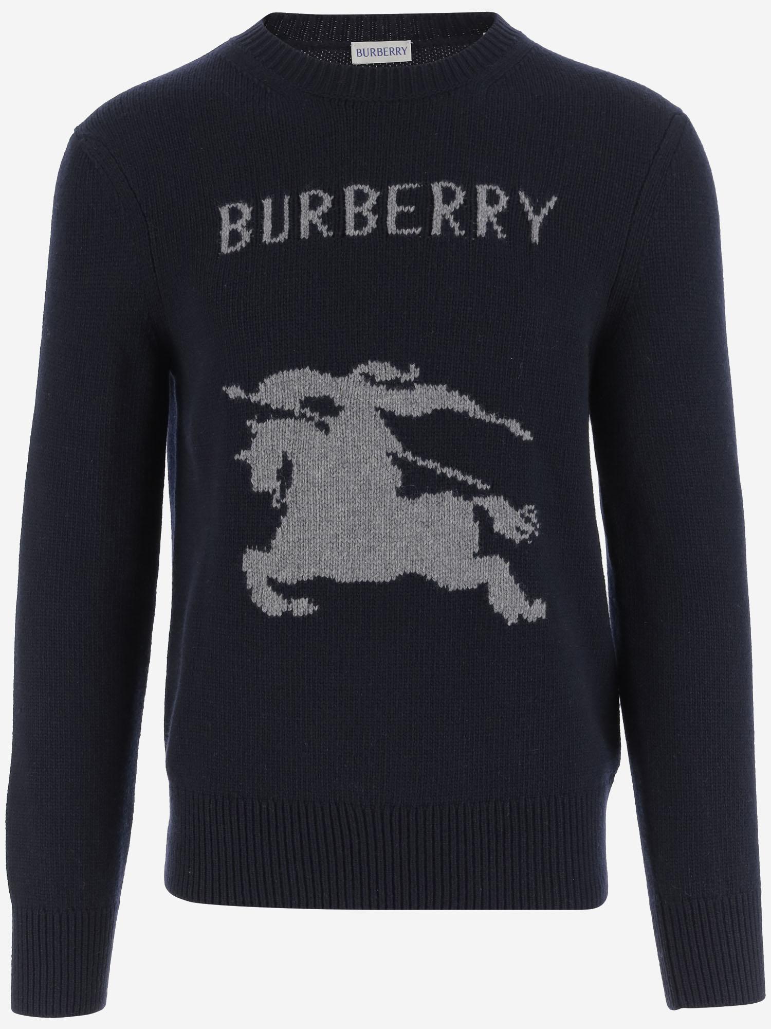 MAGLIONE IN LANA E CASHMERE 8114154 NAVY BURBERRY 
