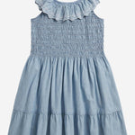 ABITO IN COTONE CON CORPETTO SMOCK E VOLANT 313A11755 001 POLO RALPH LAUREN KIDS 