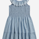 ABITO IN COTONE CON CORPETTO SMOCK E VOLANT 313A11755 001 POLO RALPH LAUREN KIDS 