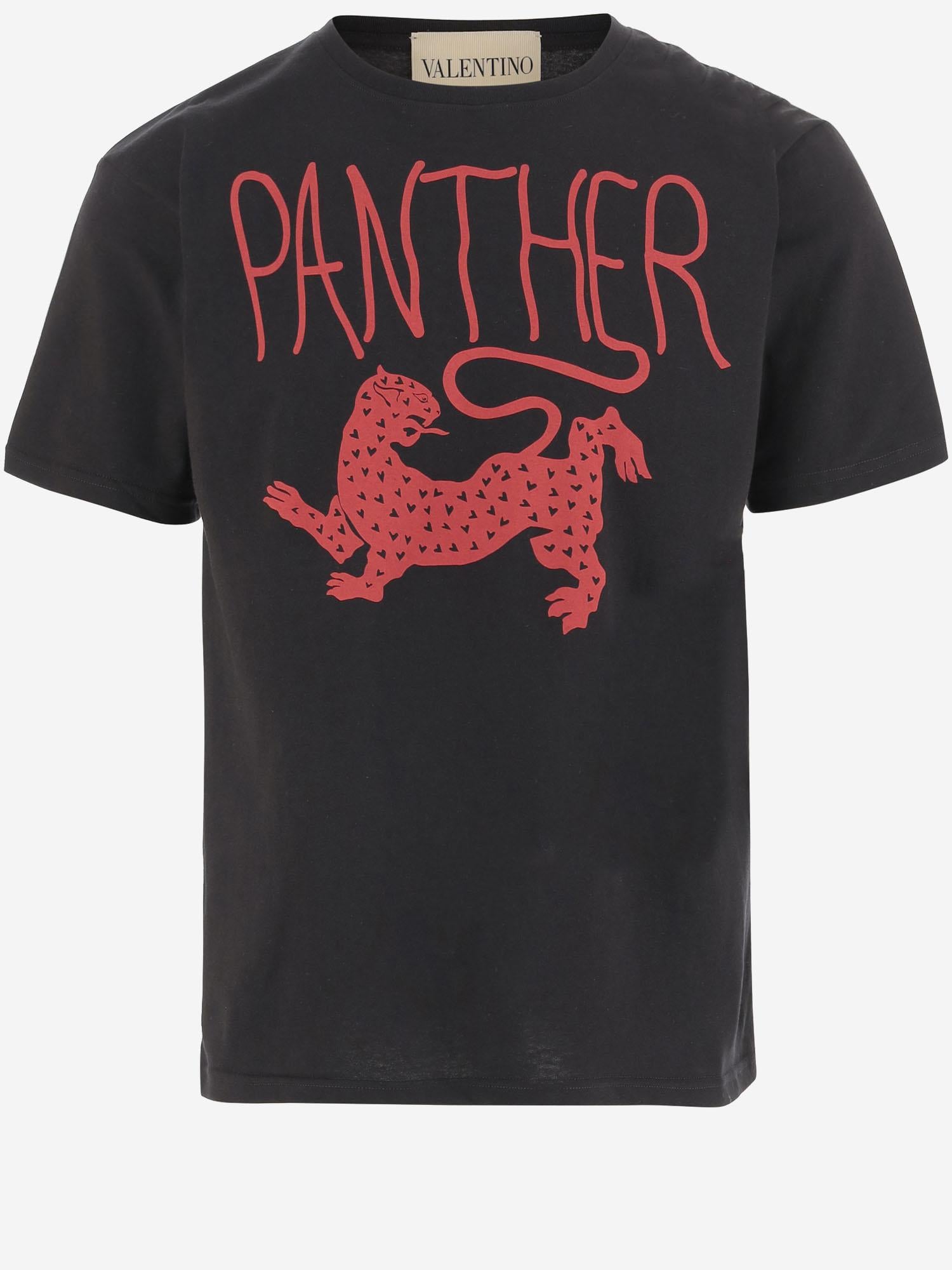 T-SHIRT IN COTONE CON STAMPA PANTHER 8B3MG25W A550NR VALENTINO 