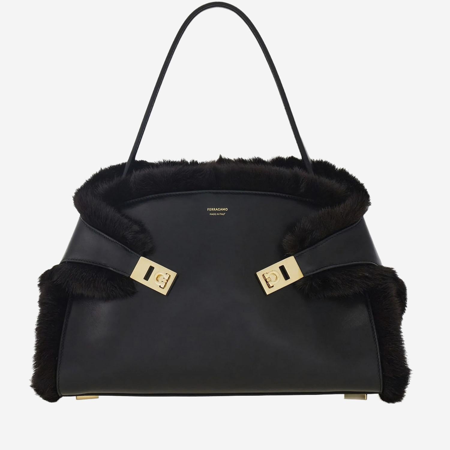 BORSA A SPALLA HUG SOFT 21A443 001NEROTESTADIMORO SALVATORE FERRAGAMO 