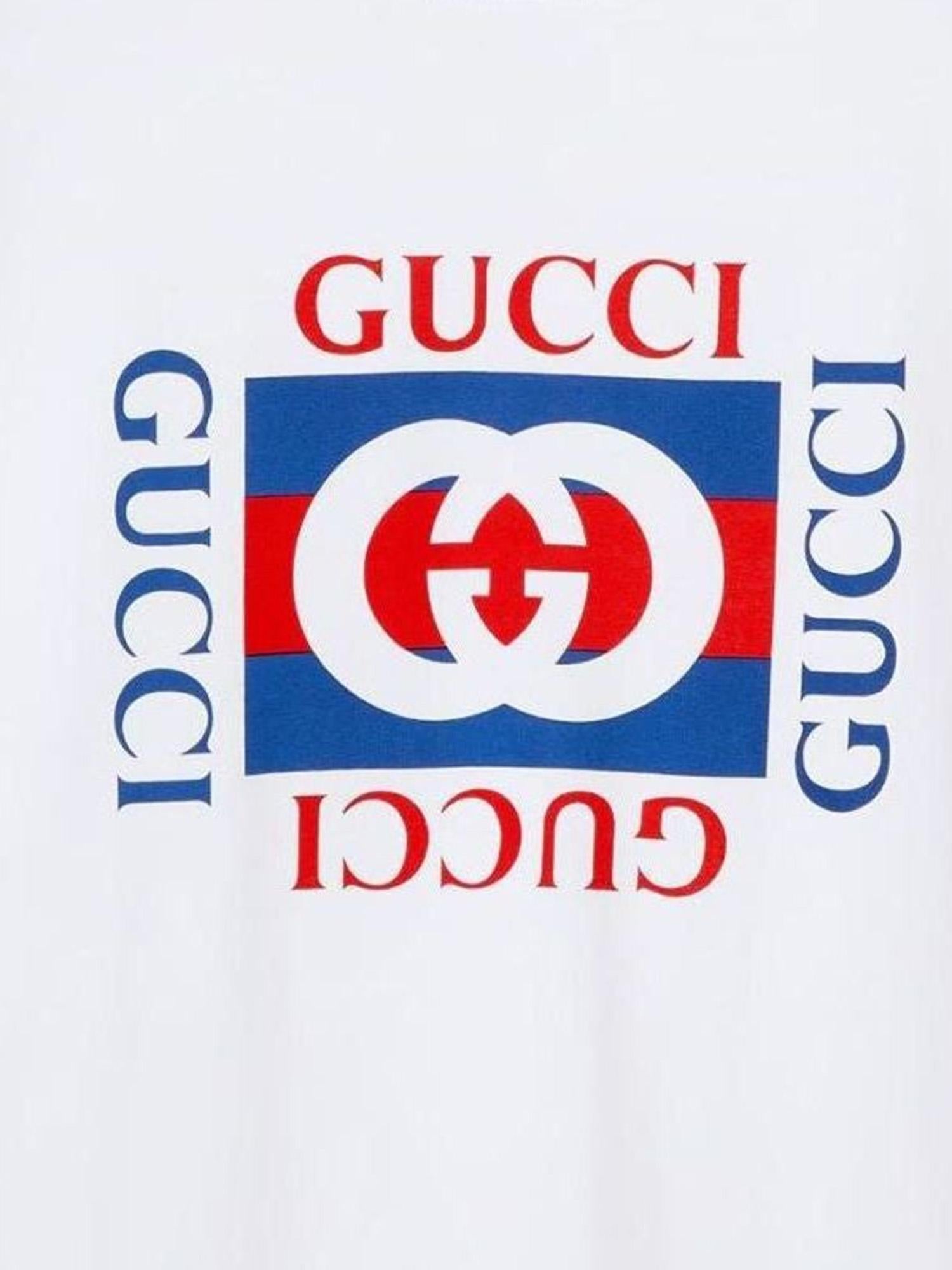T-SHIRT IN COTONE CON STAMPA LOGO 784361 XJGKA9074 GUCCI 