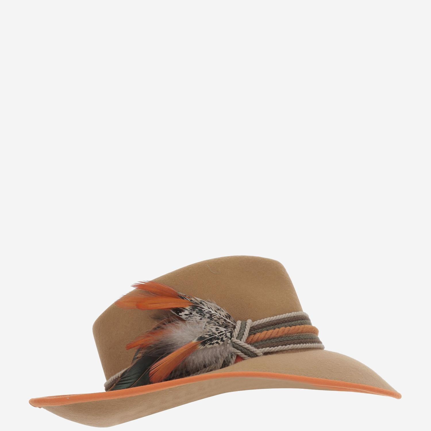 CAPPELLO fedora IN LANA CAMELFEDORAHATTERRACOTARIBBON NATURAL ALEXIA ALVAREZ DE TOLEDO 