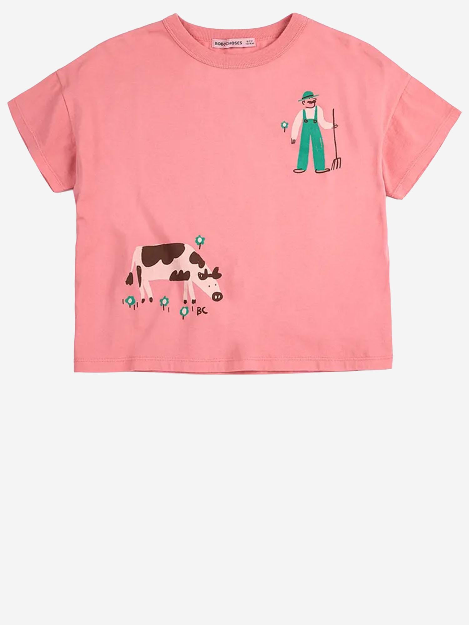 T-SHIRT IN COTONE CON LOGO B126AC004 PINK BOBO CHOSES KIDS 