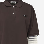 POLO A MANICHE LUNGHE IN COTONE CON LOGO MJL076 17ORF0RQM MIU MIU 