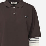 POLO A MANICHE LUNGHE IN COTONE CON LOGO MJL076 17ORF0RQM MIU MIU 