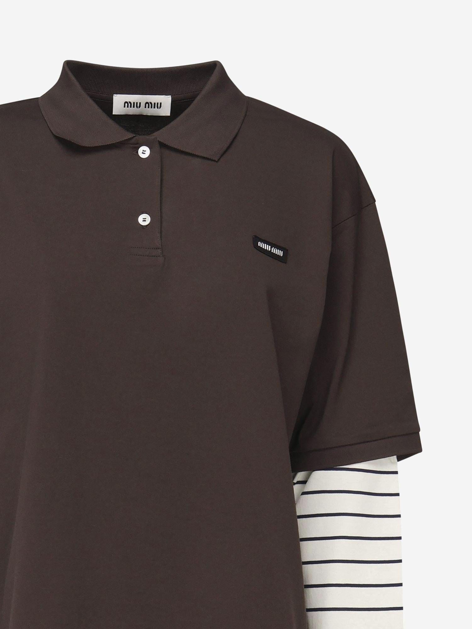 POLO A MANICHE LUNGHE IN COTONE CON LOGO MJL076 17ORF0RQM MIU MIU 