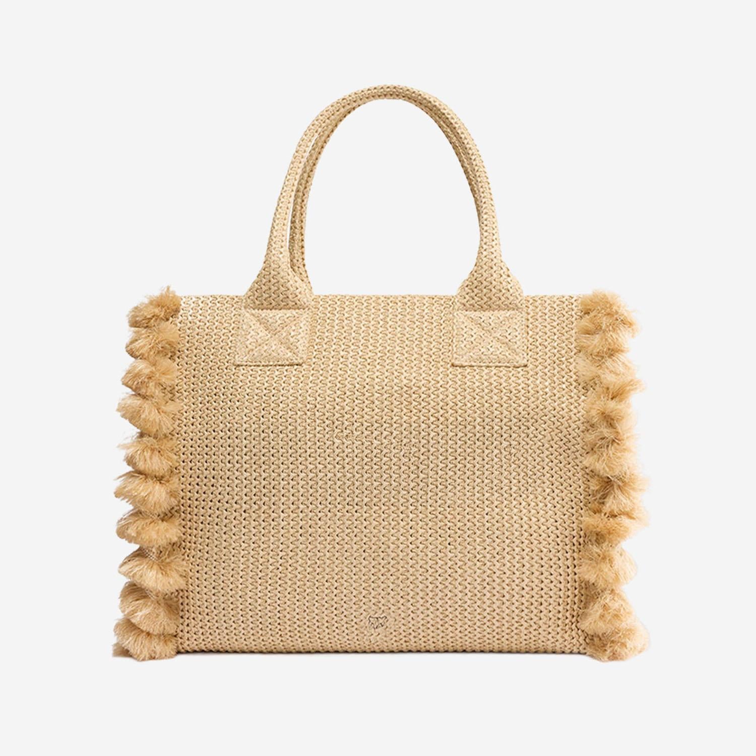 BORSA SHOPPING IN RAFIA CON LOGO 106673 A39YHZ3Q PINKO 