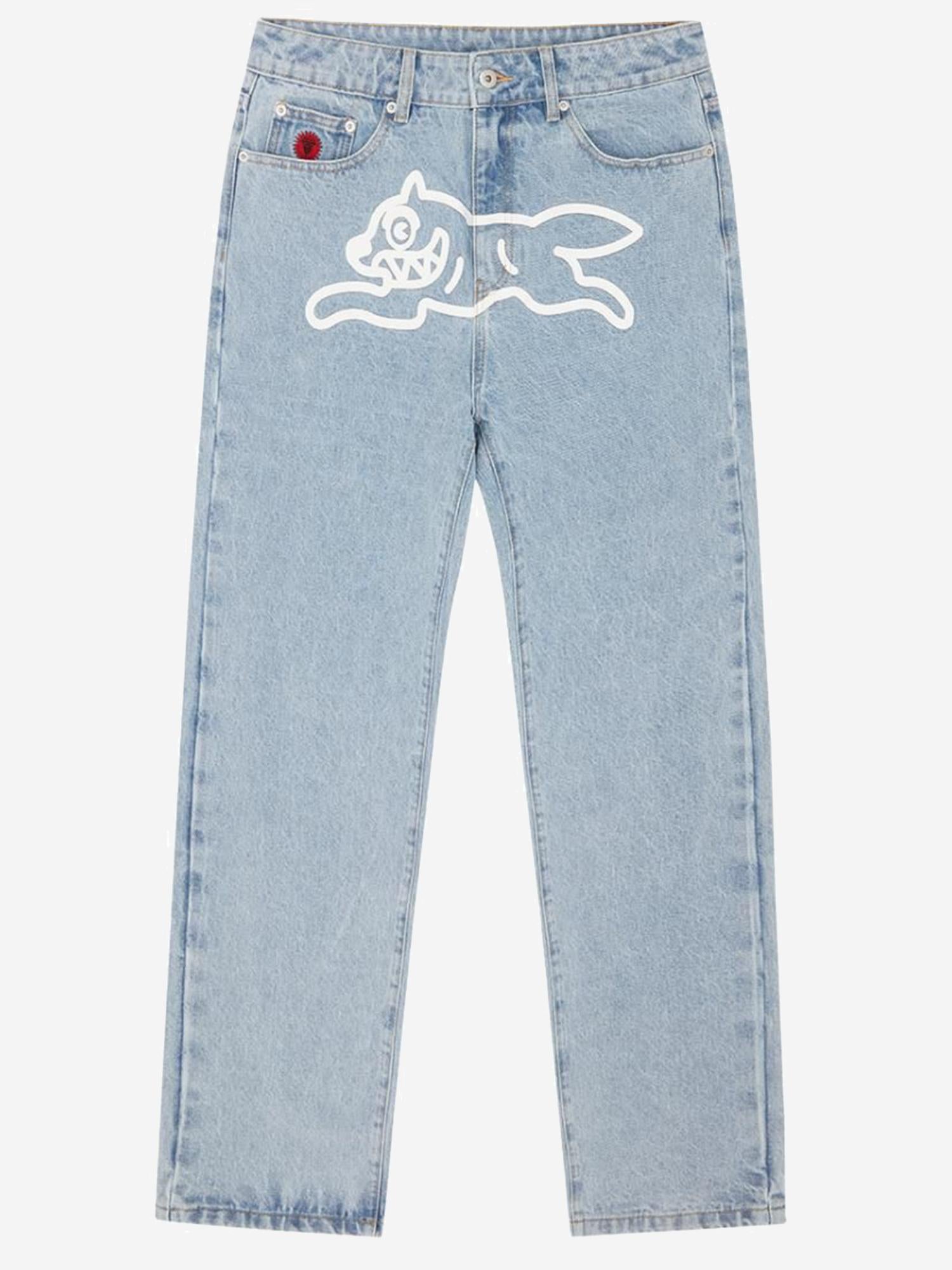 JEANS IN DENIM DI COTONE CON LOGO ICD001 HEAVY WASH BLUE ICECREAM 