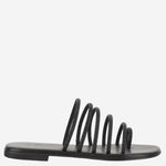 SANDALI IN PELLE CON STRASS KOS NERO OPACO KIMA 