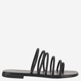 SANDALI IN PELLE CON STRASS KOS NERO OPACO KIMA 