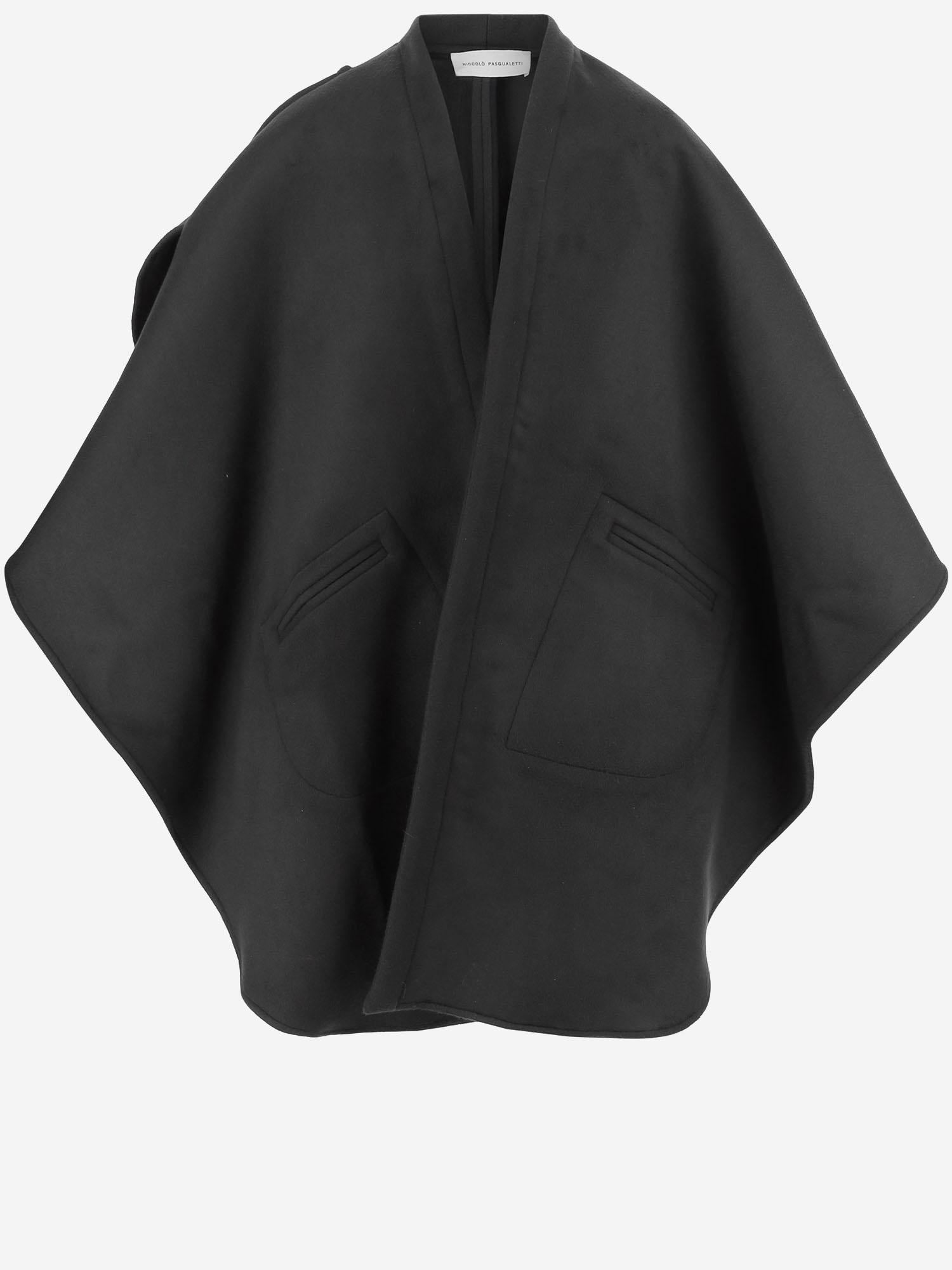 CAPPA IN LANA E CASHMERE CON TASCHINI A FILETTO C008 DFWOBLACK NICCOLO PASQUALETTI 