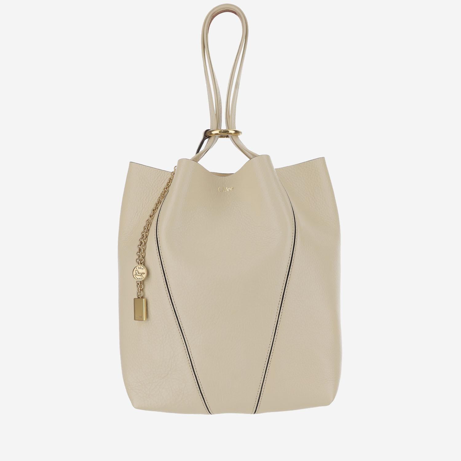 TOTE BAG CHLOÉ SPIN IN PELLE GRANATA<BR/> CHC25SS811N84 24Q CHLOE 