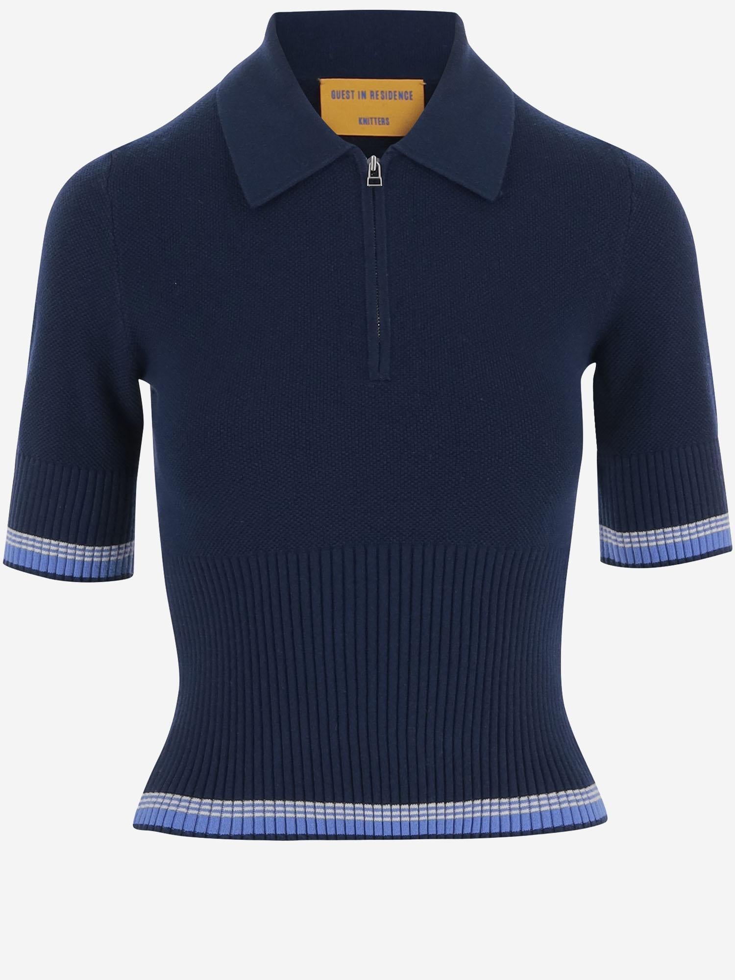 POLO MARCELLA IN COTONE E CASHMERE W41330JM NAV GUEST IN RESIDENCE 