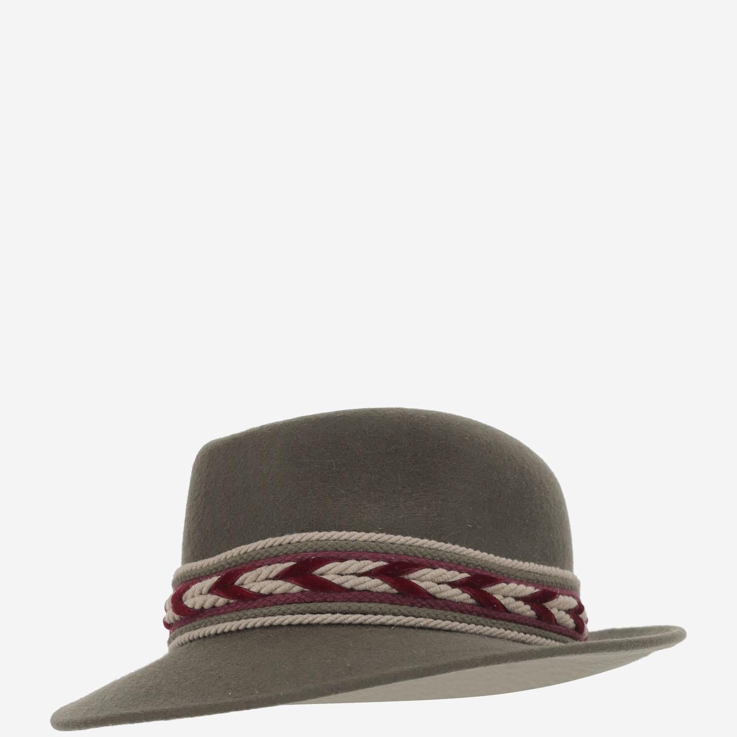 CAPPELLO fedora IN LANA GREENHATBORDEAUXRIBBON NATURAL ALEXIA ALVAREZ DE TOLEDO 