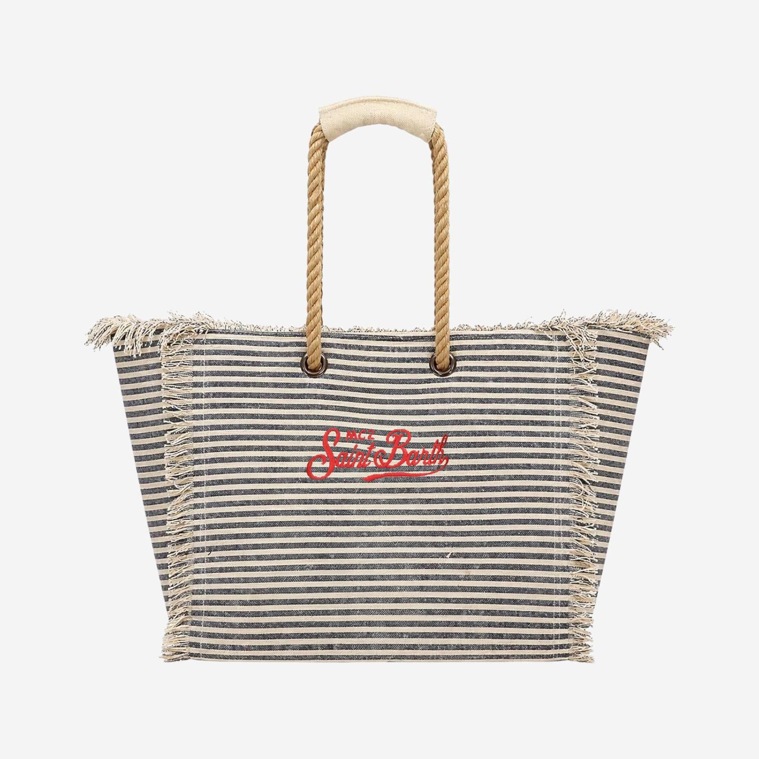 BORSA A RIGHE IN COTONE CON RICAMO BEA0003 00929L MC2 SAINT BARTH 
