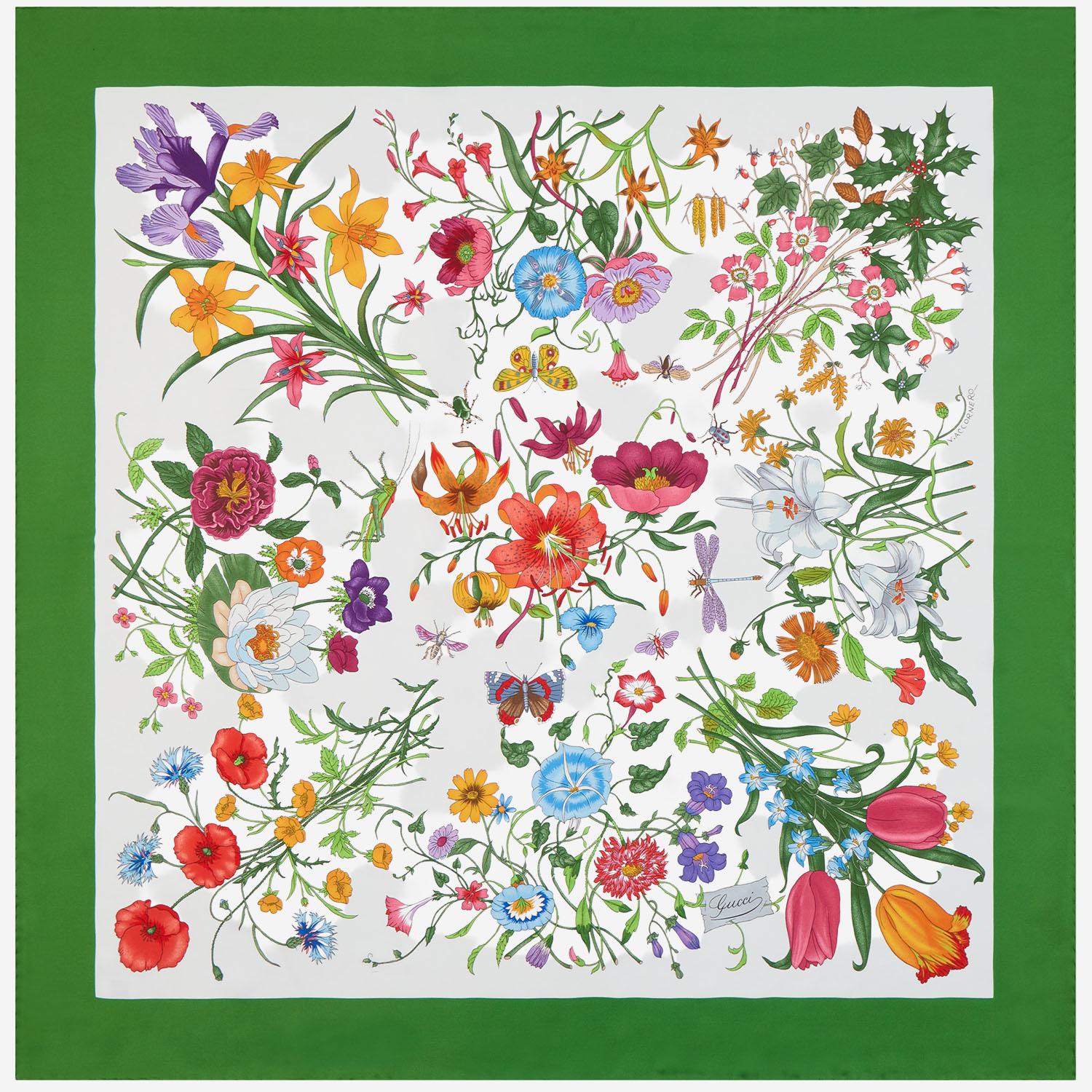 FOULARD IN SETA CON MOTIVO FLOREALE 821061 3G0019067 GUCCI 