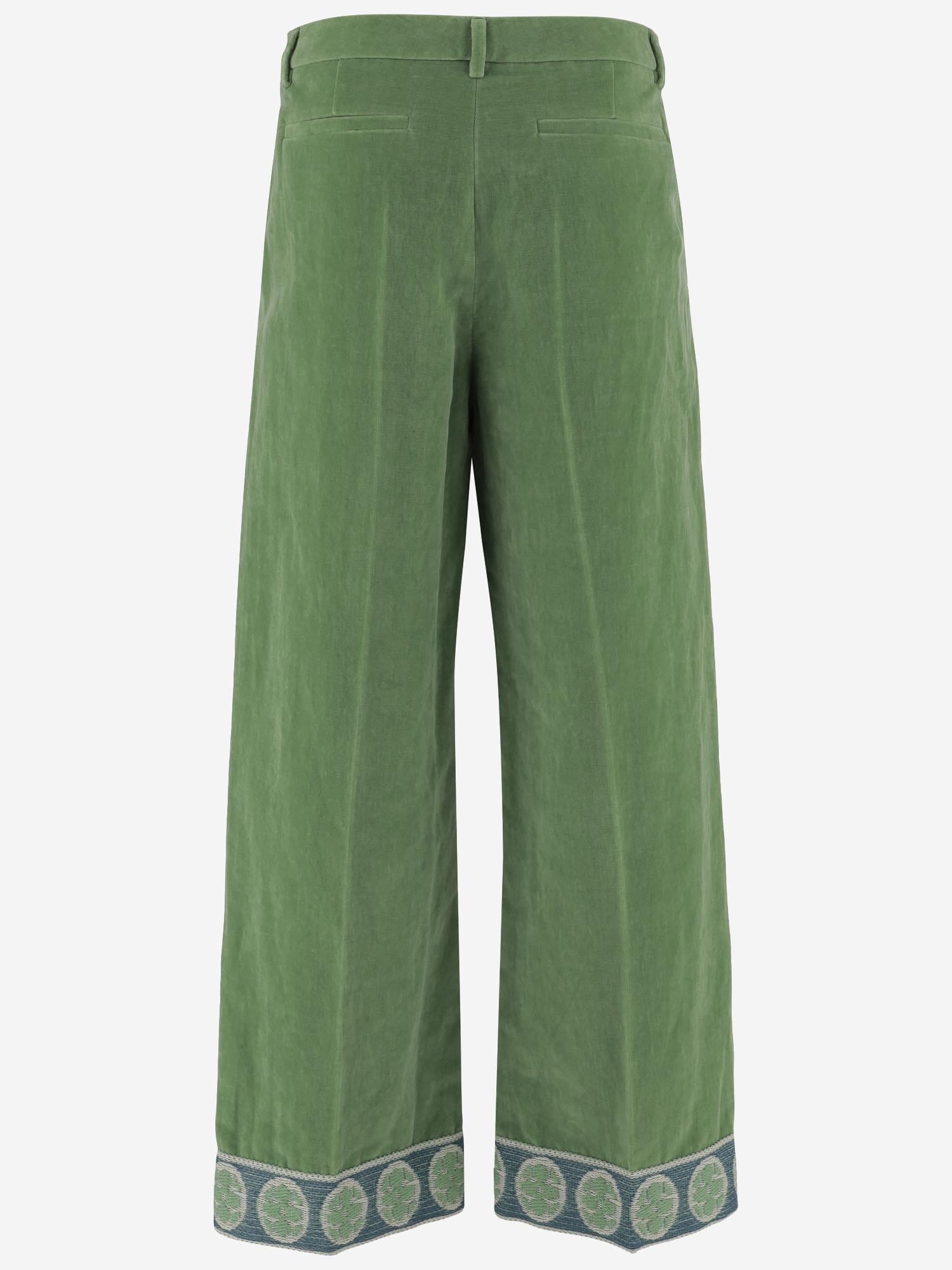 PANTALONI IN COTONE E LINO CON FONDO IN JACQUARD 6V3RBJ74AM2 LR1 VALENTINO 