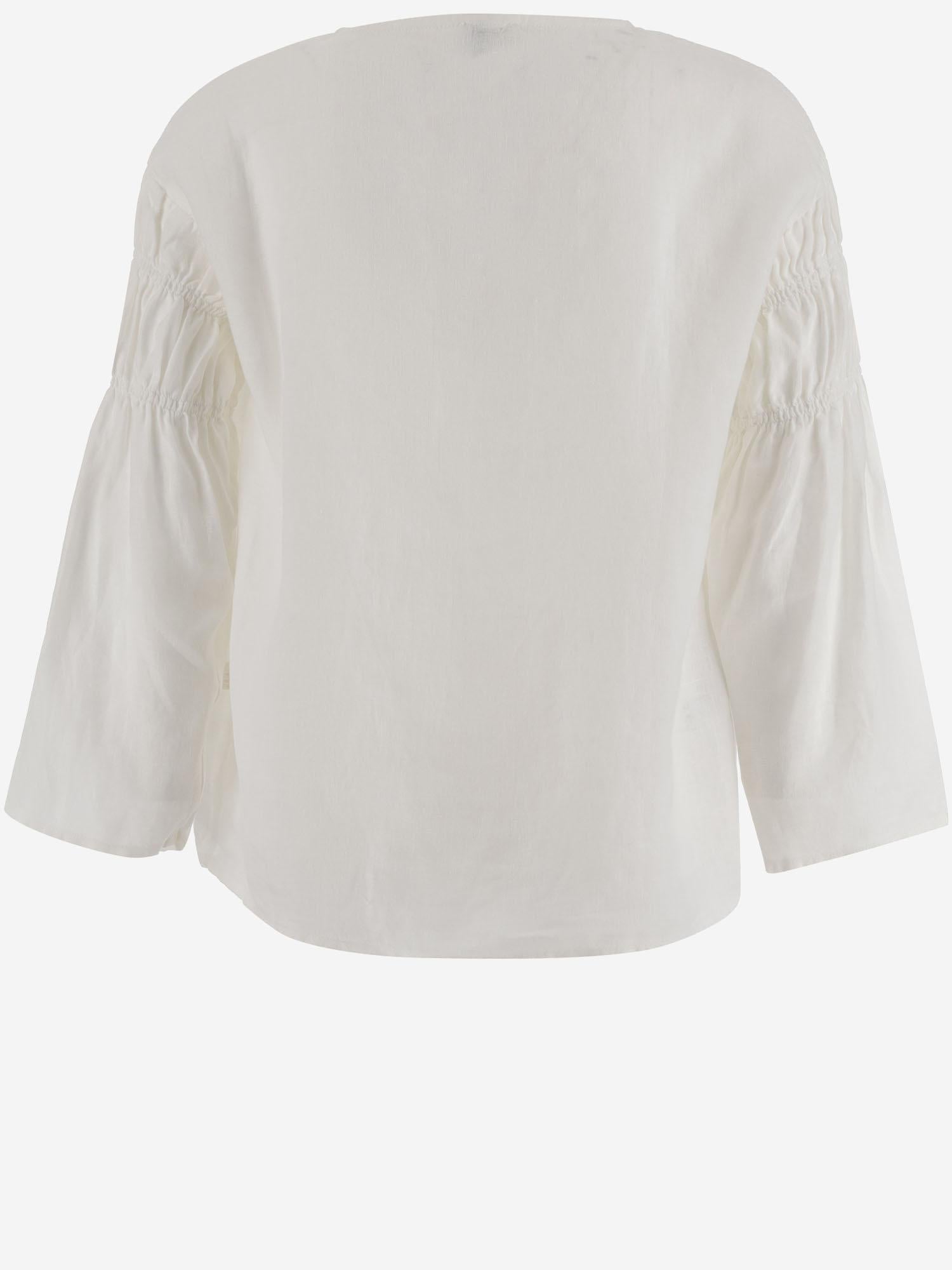 Camicia in lino con arricciature P25CL253L6006 100 IL GUFO KIDS 