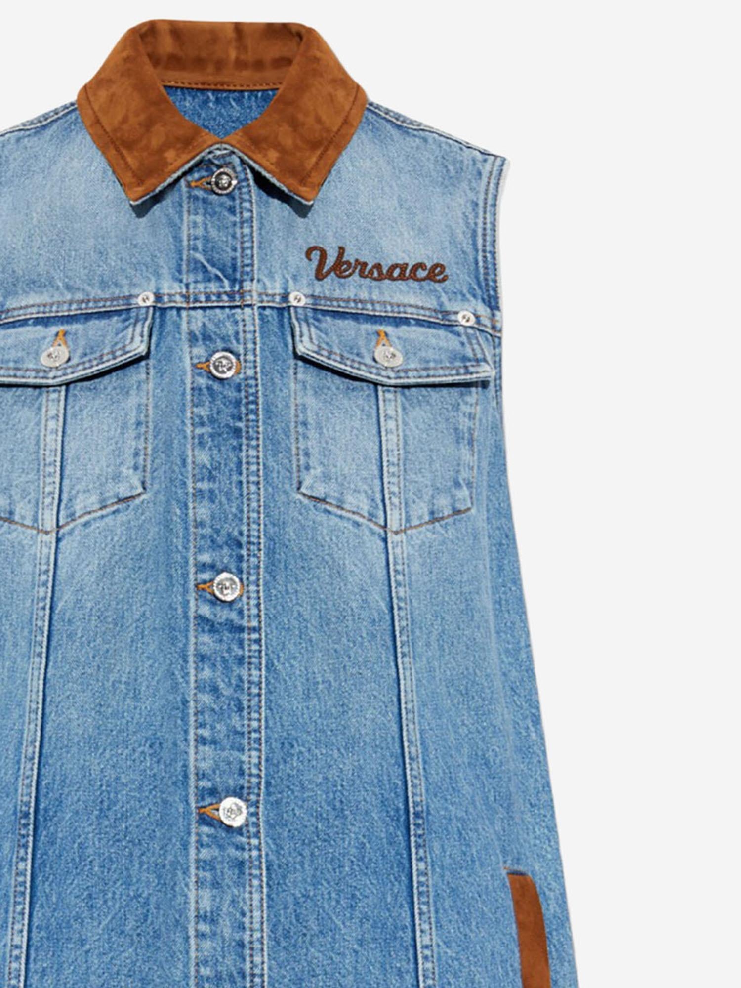 ABITO IN DENIM DI COTONE CON LOGO 1022695 1A167511D800 VERSACE 