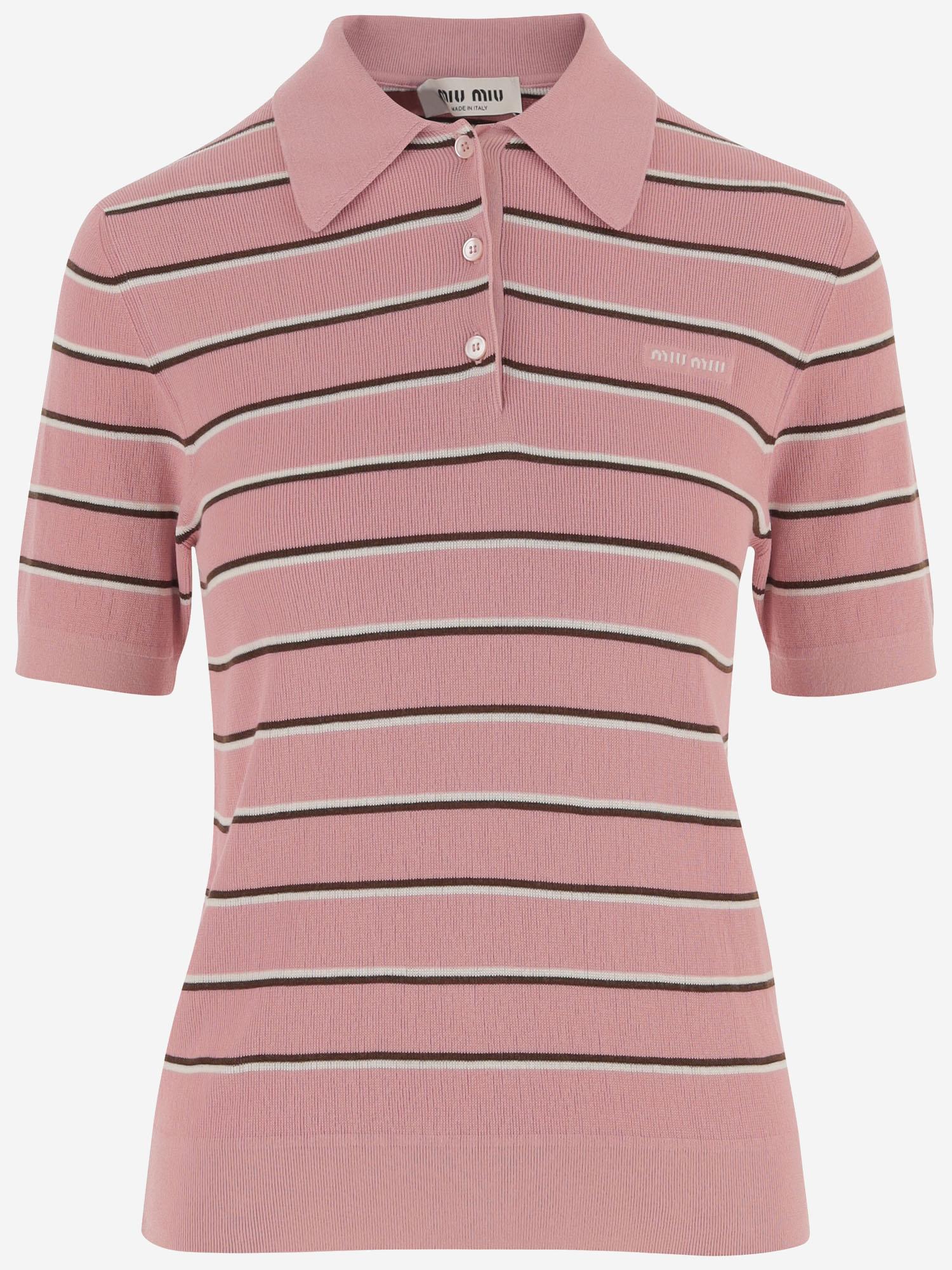 POLO A RIGHE IN COTONE STRETCH MMLB35 183MF0028 MIU MIU 