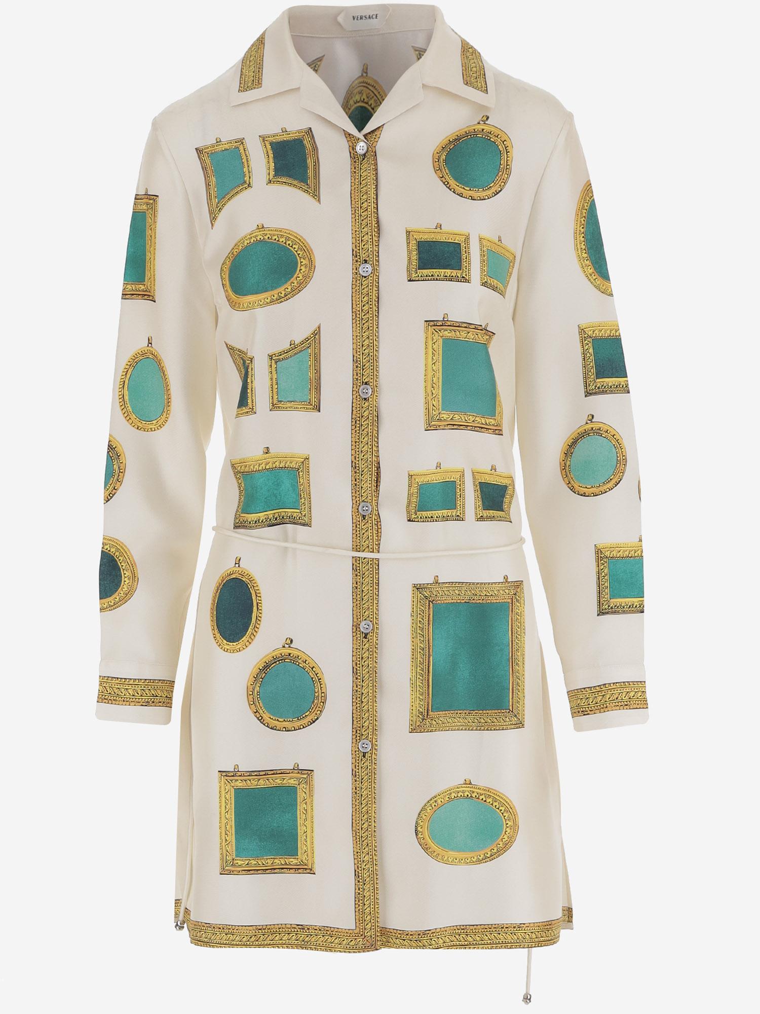 ABITO IN TWILL DI SETA CON STAMPA 1024659 1A17955K940 VERSACE 