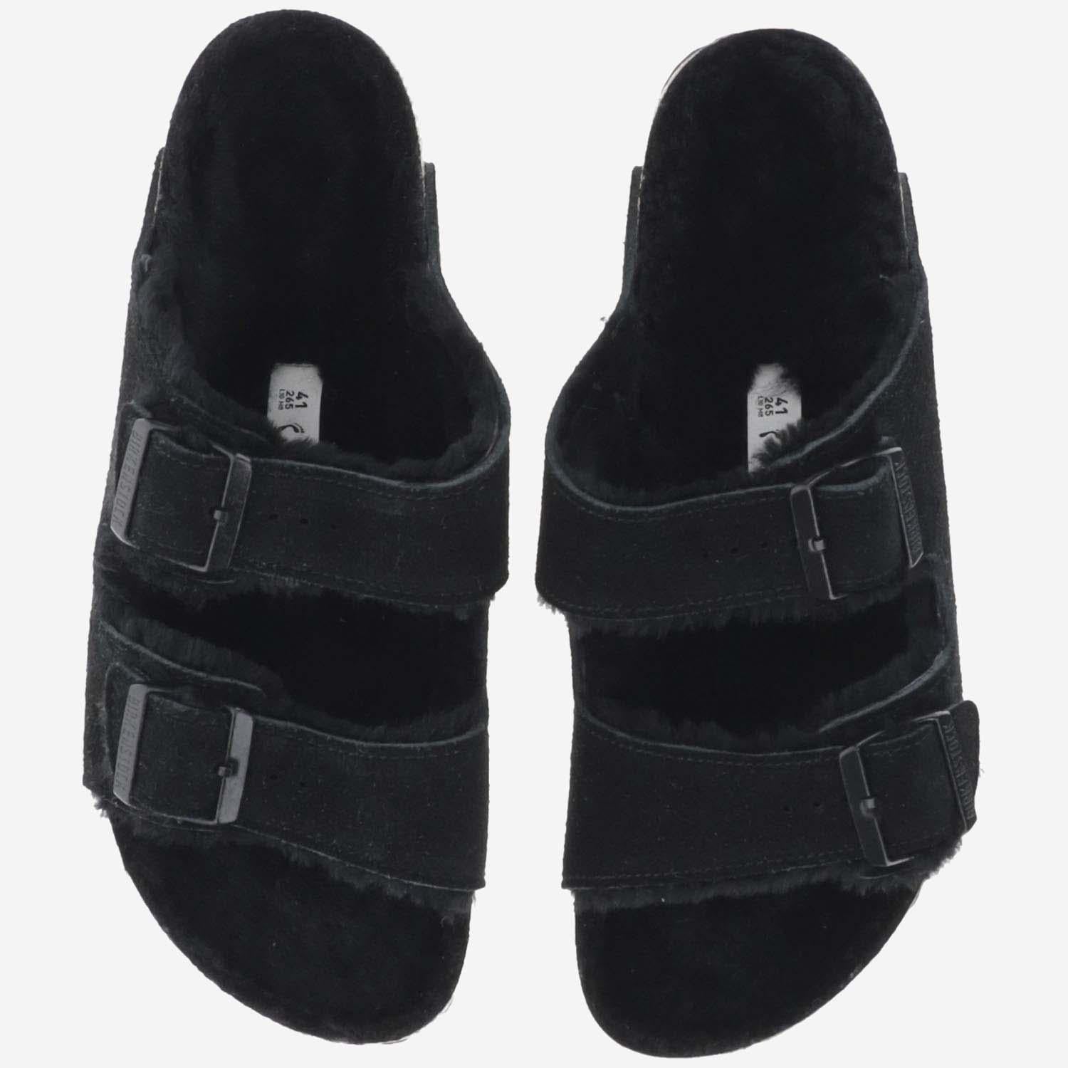 SANDALI ARIZONA IN SUEDE E SHEARLING 752663 BLACK BIRKENSTOCK 