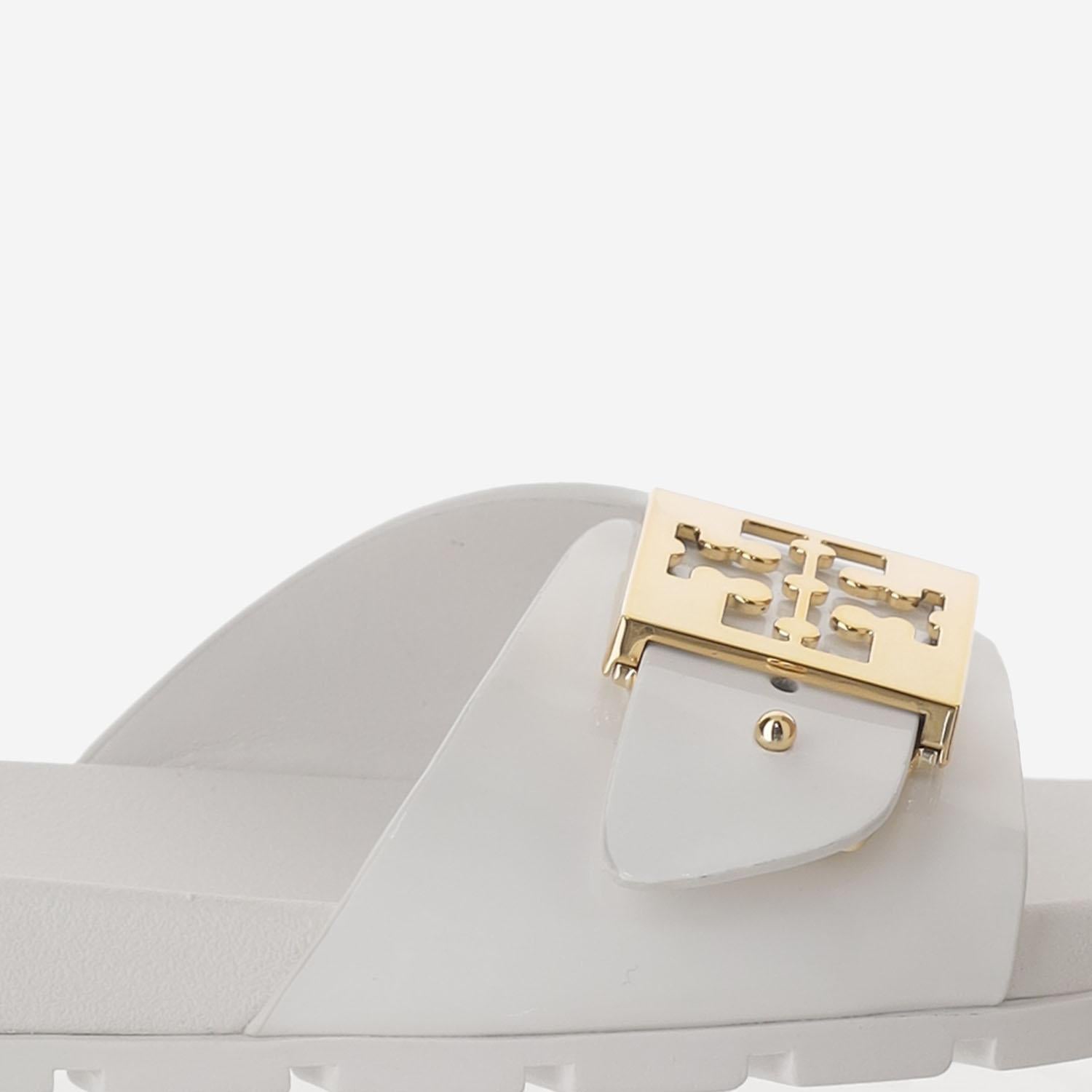 Sandali slide Buckle con logo 157872 100 TORY BURCH 