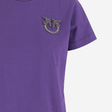 T-SHIRT IN COTONE CON RICAMO GIOIELLO LOVE BIRDS 103320 A2RNW79 PINKO 