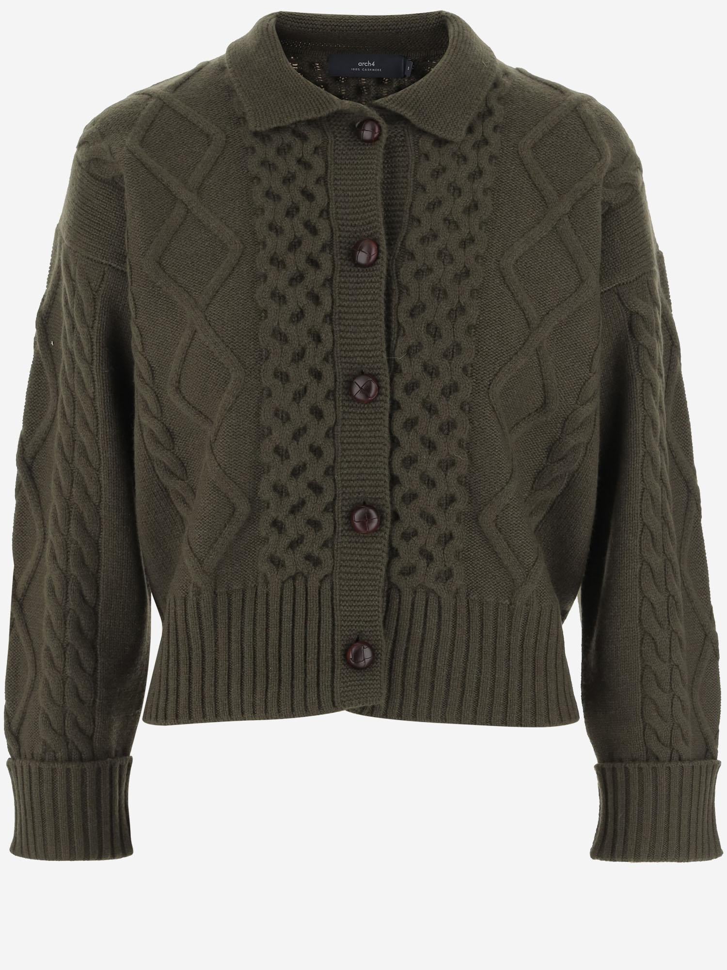 CARDIGAN IN CASHMERE CON MOTIVO TRECCIA KNCD24121 152 ARCH4 