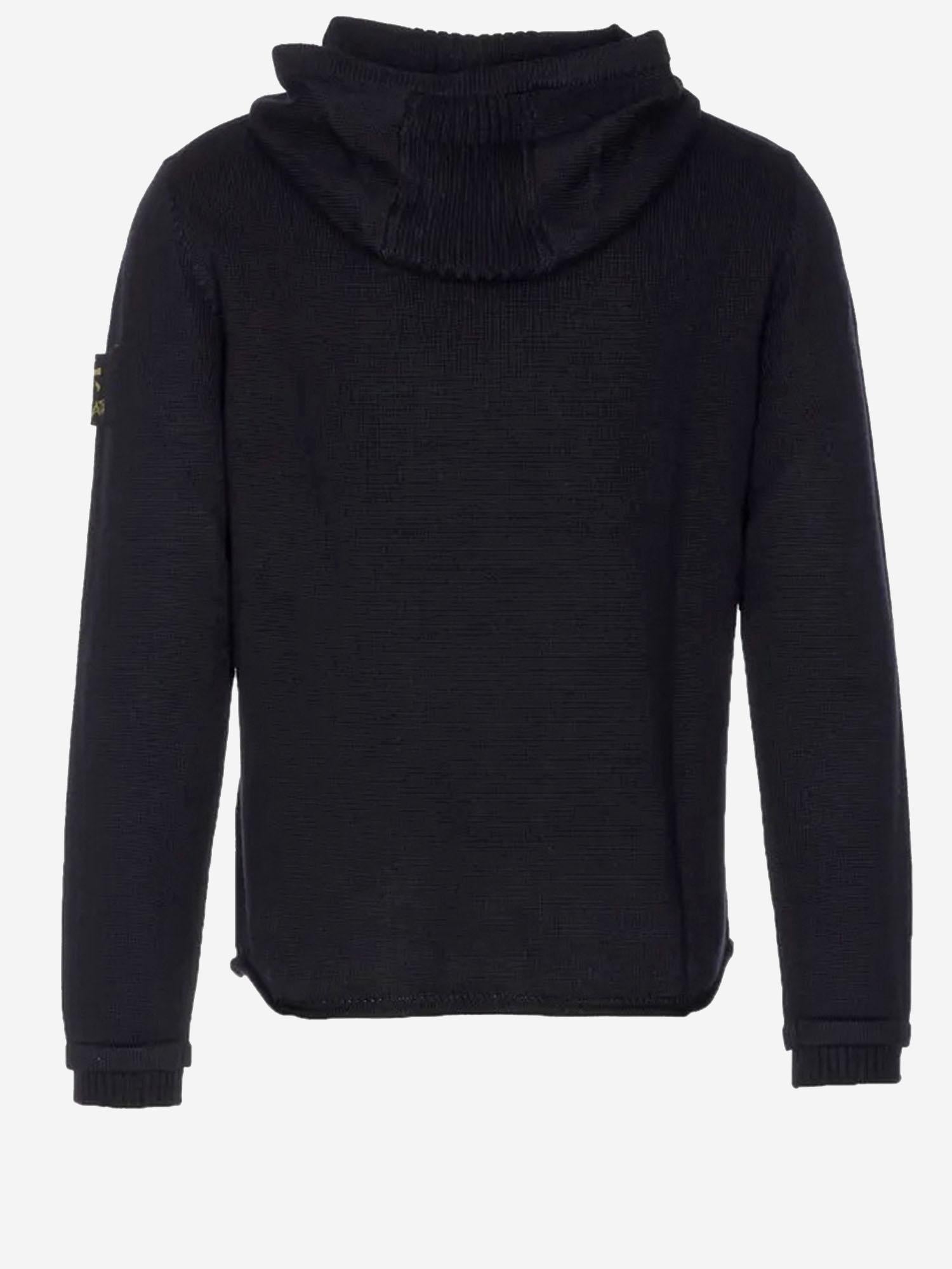 MAGLIONE CON CAPPUCCIO IN LANA MERINO PMG23 BLACK PREMIATA 