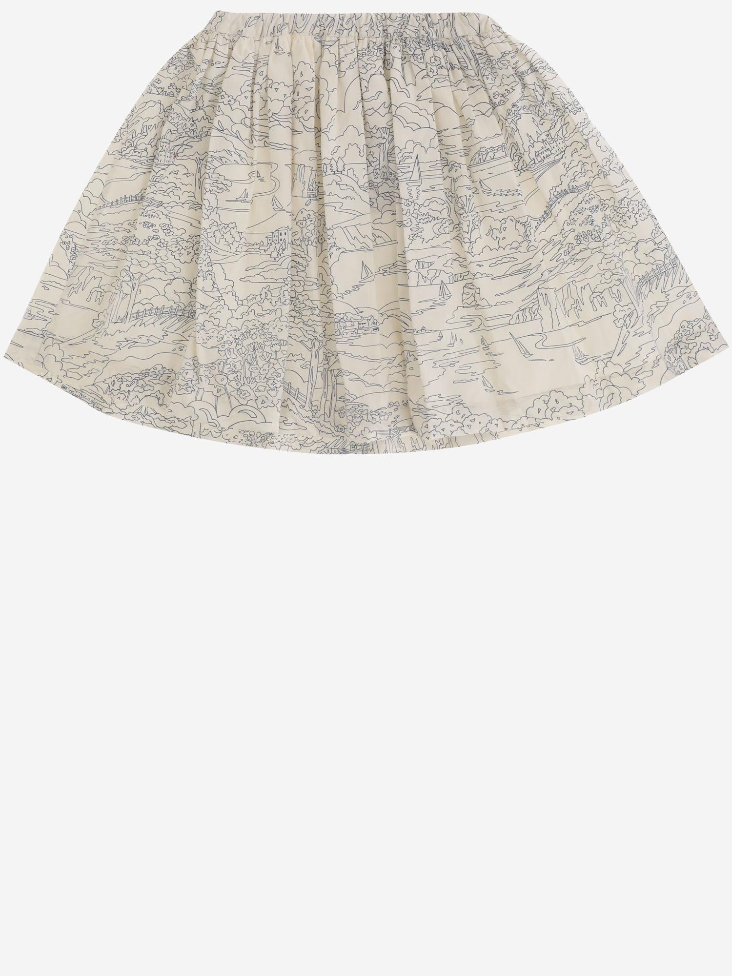 GONNA IN COTONE CON STAMPA ILLUSTRATA S06GSKW00014 677 BONPOINT KIDS 