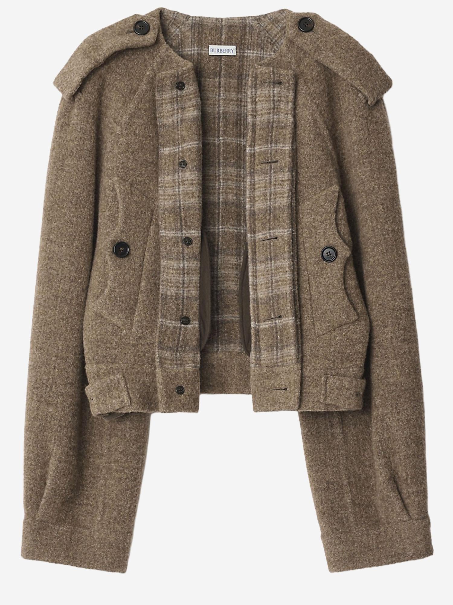 GIACCA IN MISTO LANA CON SCIARPA 8114465 BISCUIT/BISCUIT CHK BURBERRY 