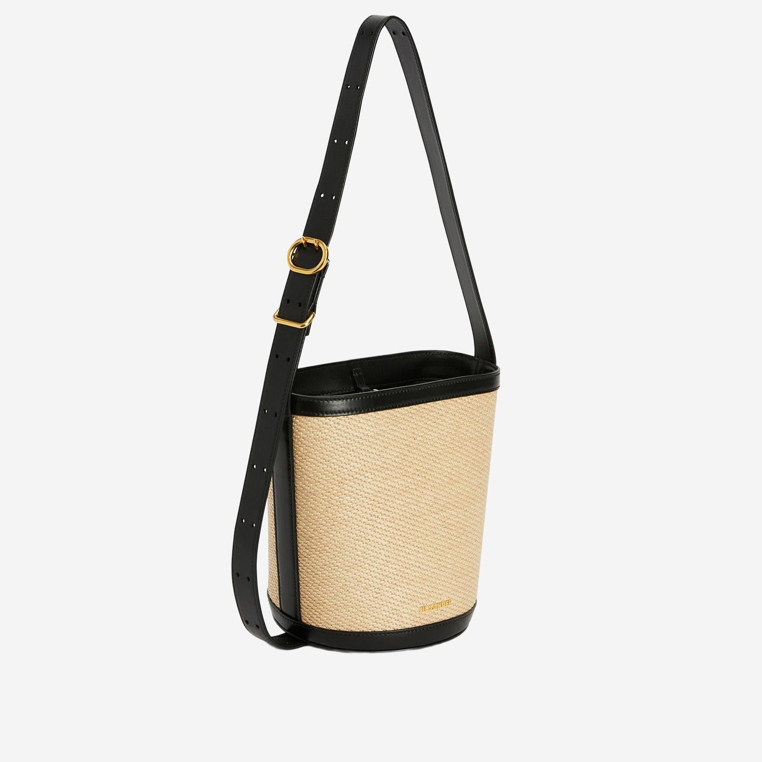 BORSA CANNOLO BUCKET IN PELLE E RAFIA J07ZH0059 P8930280 JIL SANDER 