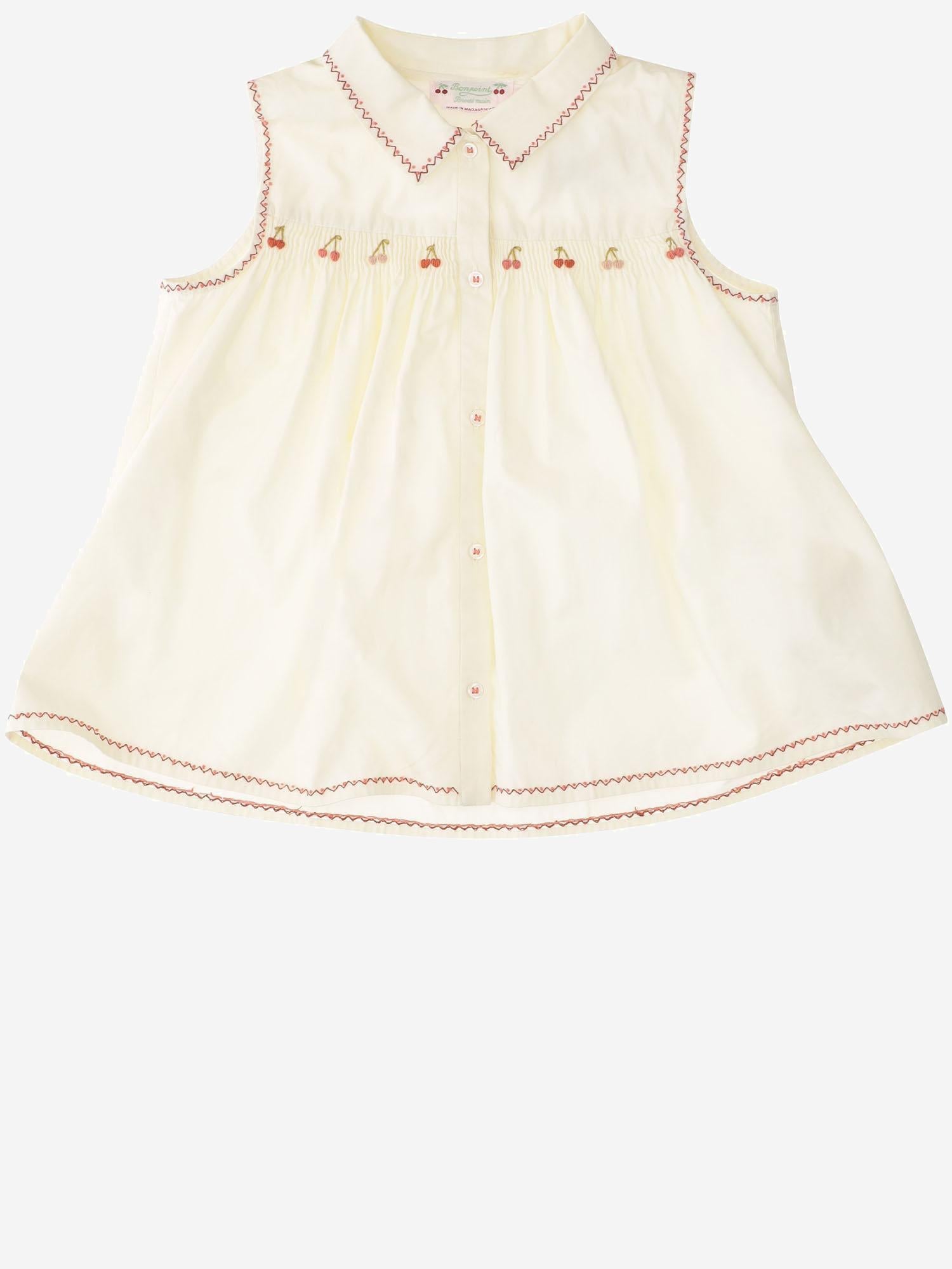 TOP SENZA MANICHE IN COTONE CON BORDI RICAMATI S06GBLW00030 103 BONPOINT KIDS 