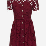 ABITO IN PIZZO FLOREALE CON MANICHE A SBUFFO PF25112SBU BURGUNDY SELF PORTRAIT 