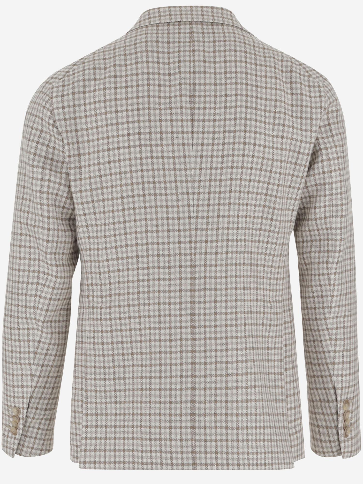 GIACCA MONOPETTO IN MISTO LINO CON MOTIVO CHECK 1SMC22K 340303EA926 TAGLIATORE 