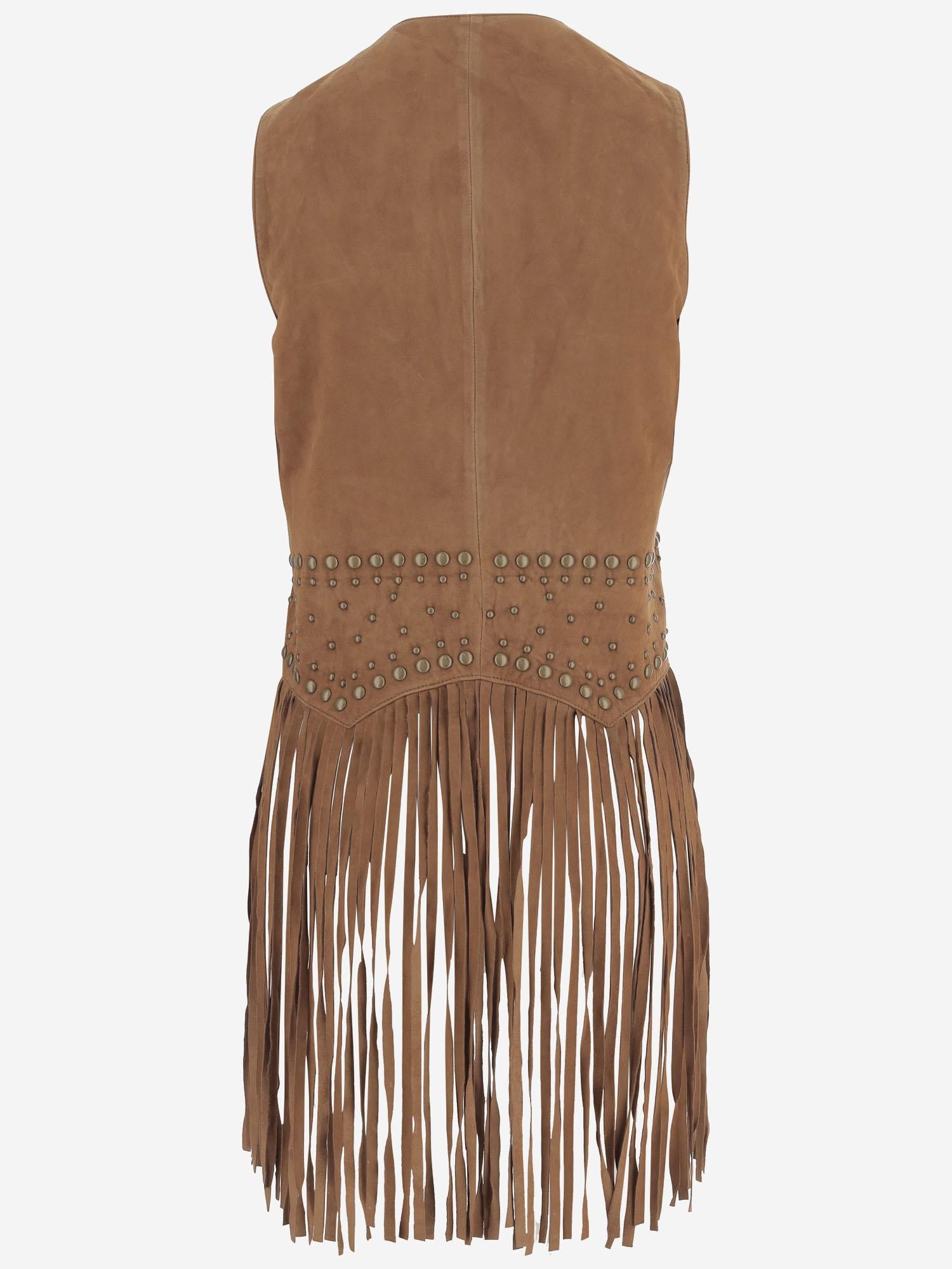 GILET IN PELLE SCAMOSCIATA CON FRANGE UN33 RSC375 UNCOMMON 