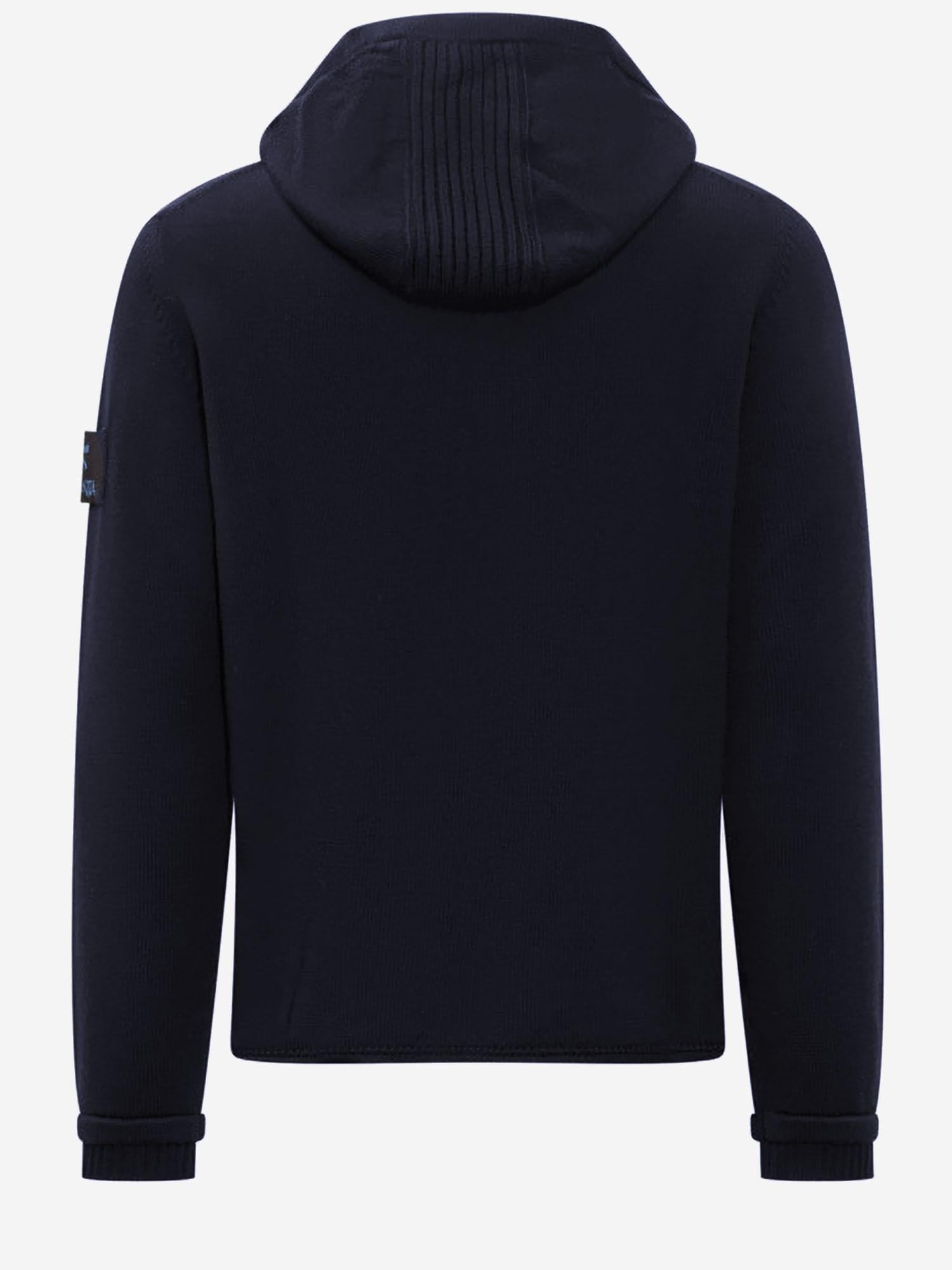 MAGLIONE CON CAPPUCCIO IN LANA MERINO PMG23 BLUE PREMIATA 