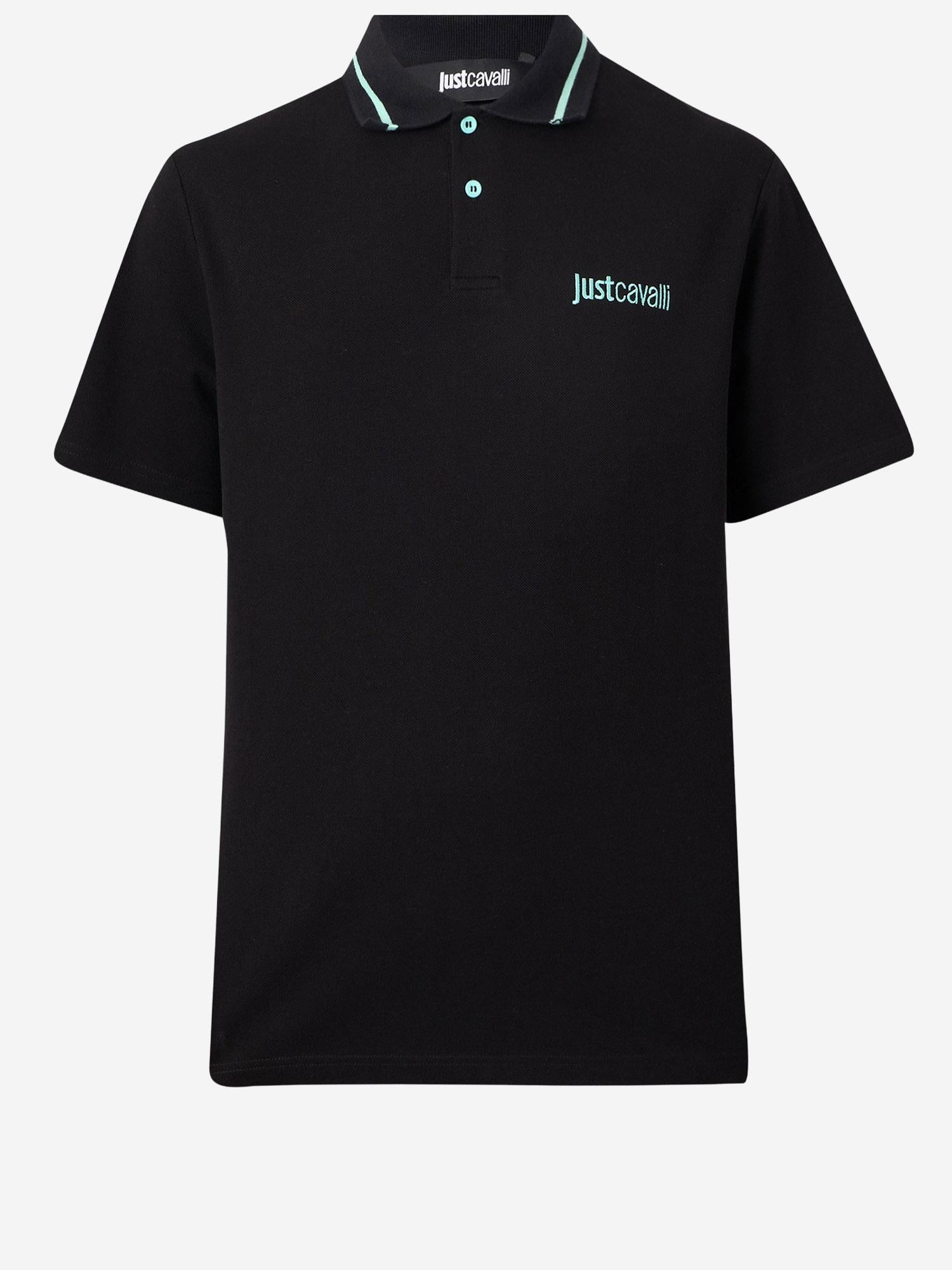 POLO IN COTONE CON COLLETTO BICOLORE E LOGO 80OAGT12 CJ506899 JUST CAVALLI 