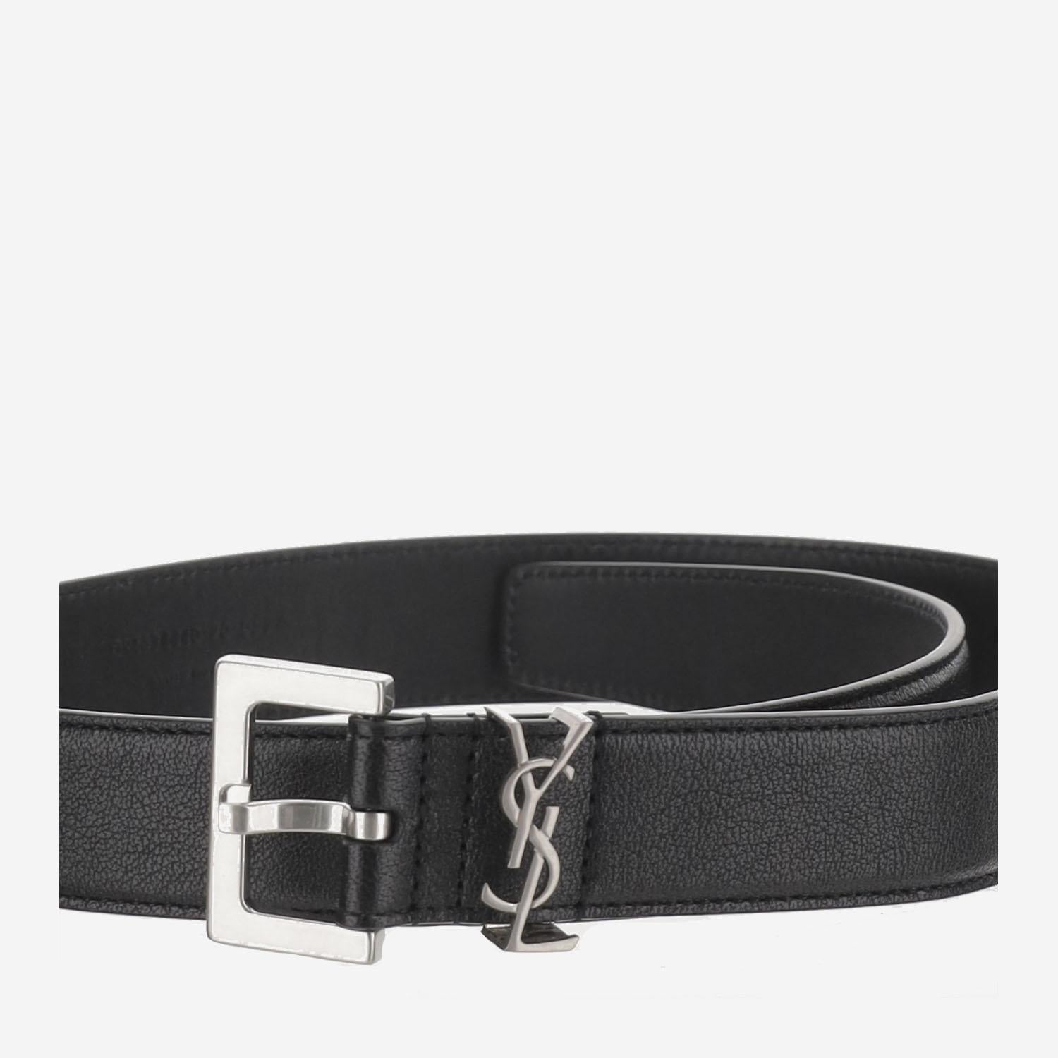 CINTURA CON PLACCA MONOGRAMMA 634440 BRM0E1000 SAINT LAURENT 