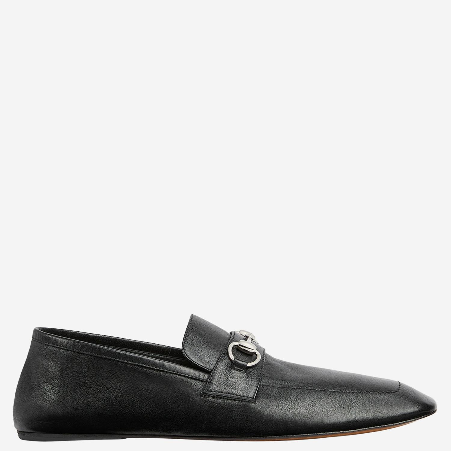 MOCASSINI IN PELLE CON MORSETTO 867507 AAGEH1000 GUCCI 