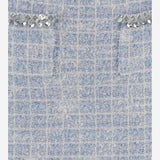 MInigonna in misto viscosa con tasche SS25014SKBL BLUE SELF PORTRAIT 